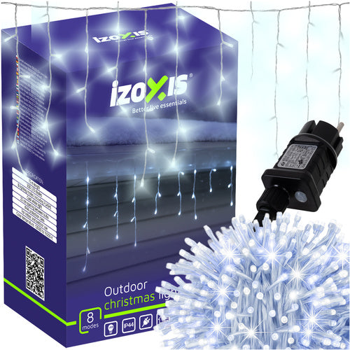 Outdoor Christmas Lights, 300 LED, Cool White, 15m, 8 Modes