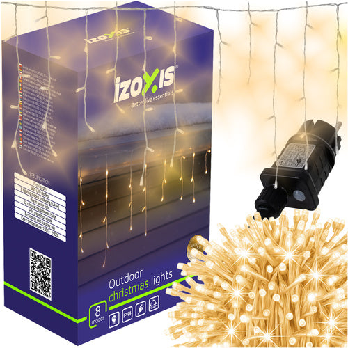 Outdoor Christmas Lights, 300 LED, Warm White, 15m, 8 Modes