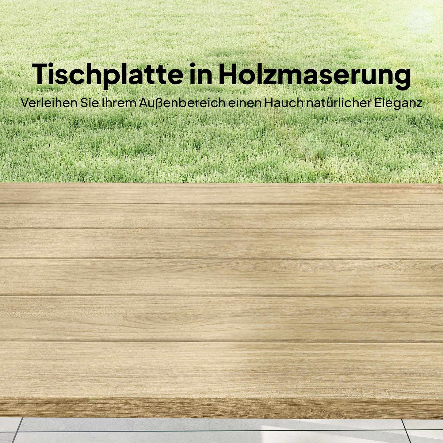 Outdoor Coffee Table, Wood-Look Top, 100x55 cm, Weatherproof