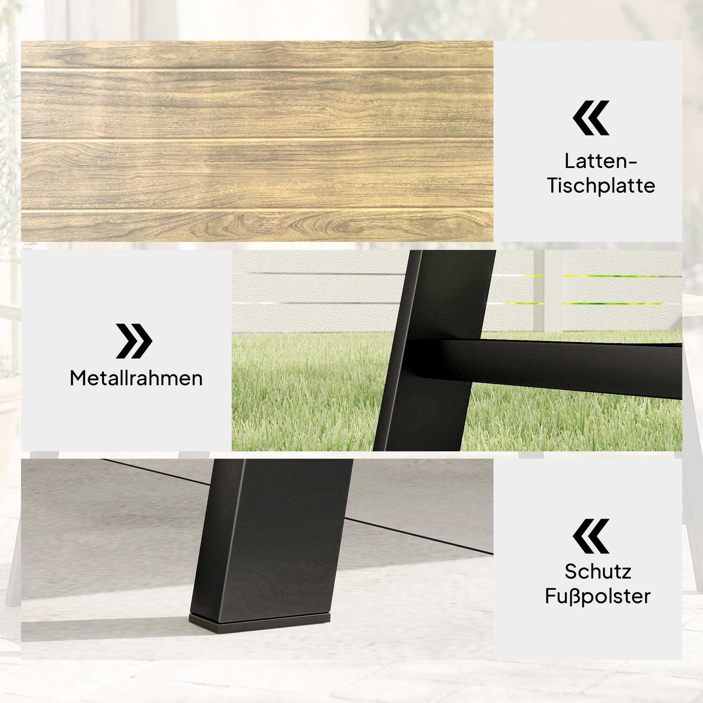 Outdoor Coffee Table, Wood-Look Top, 100x55 cm, Weatherproof
