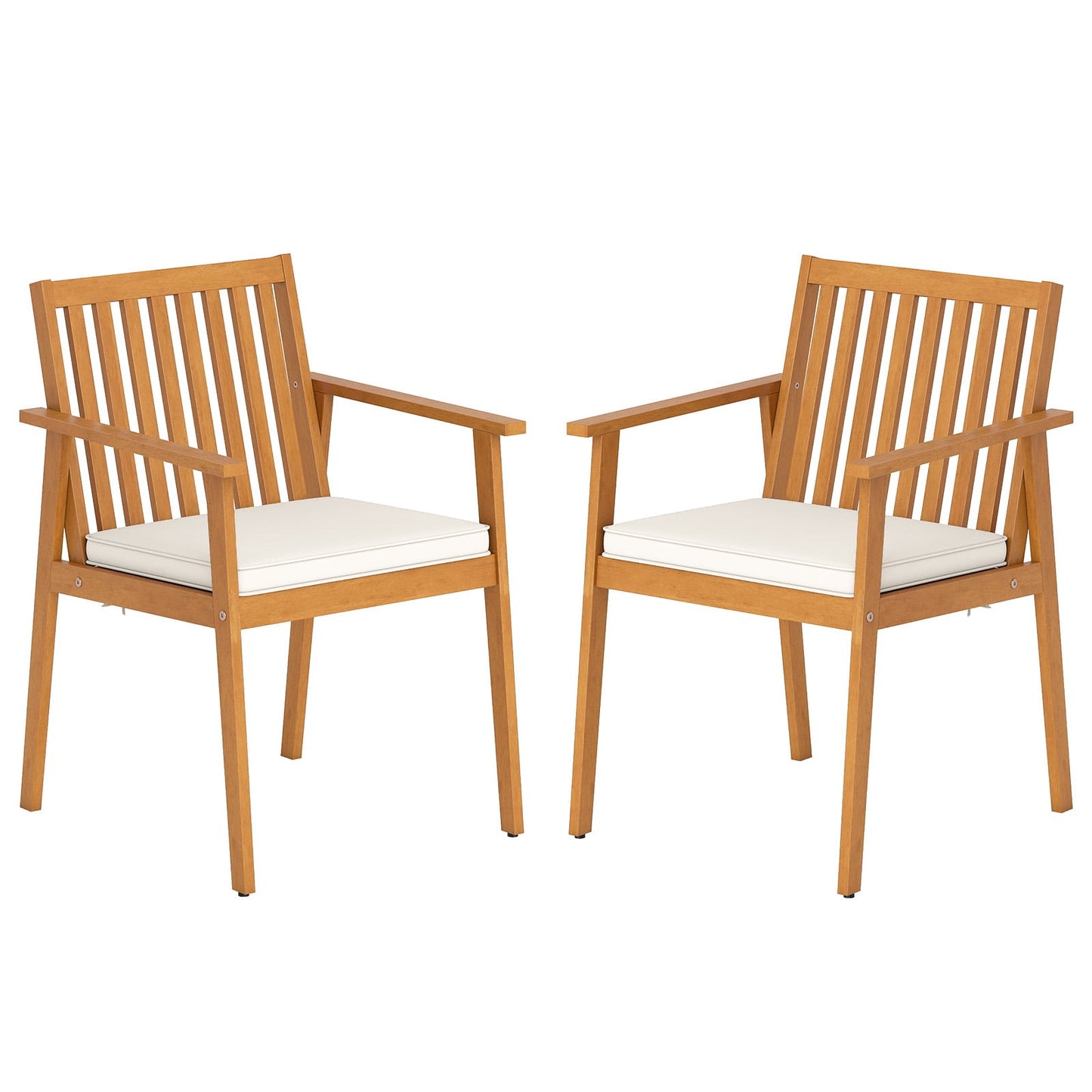 Outdoor Dining Chairs Set, Acacia Wood, Removable Cushions