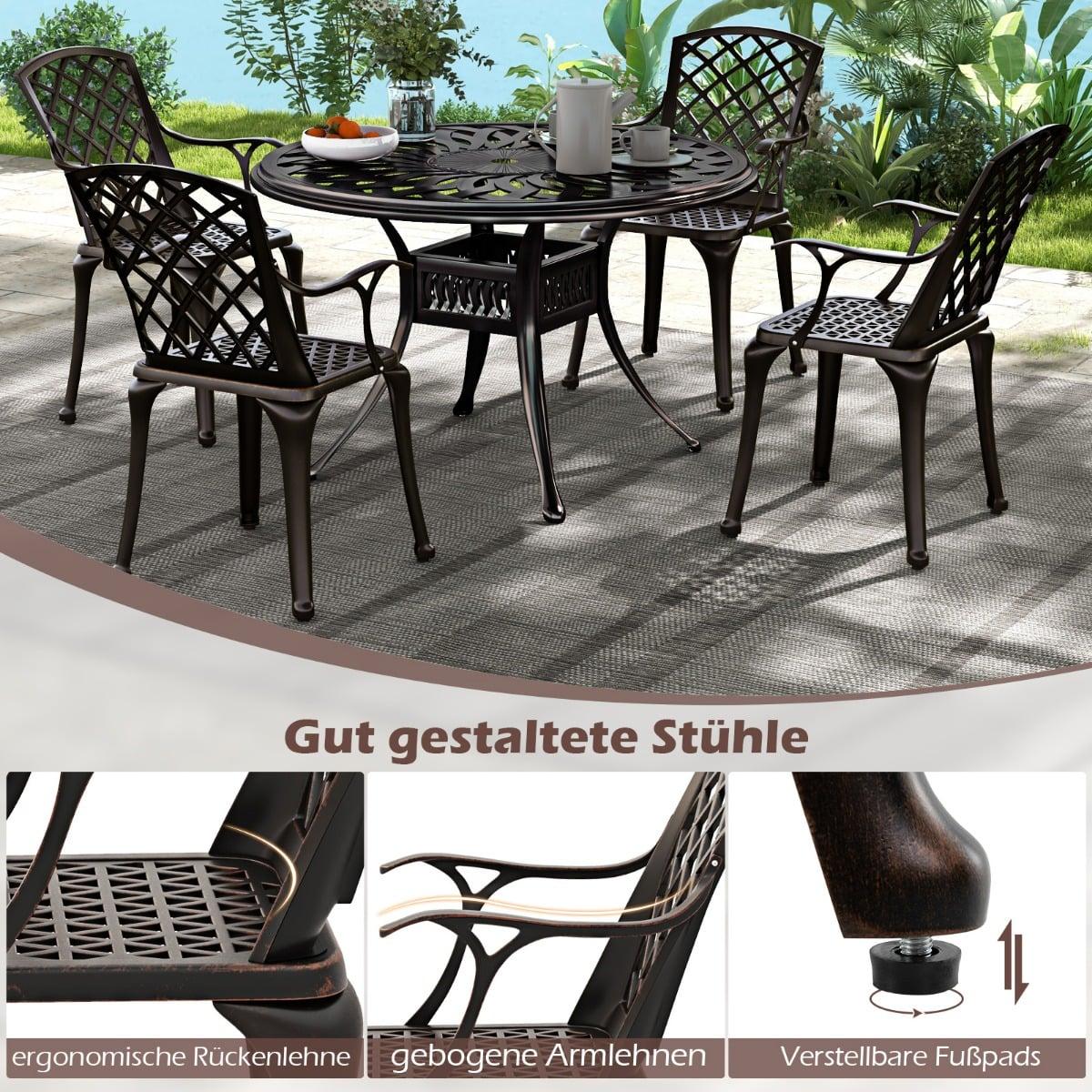 Outdoor Dining Chairs Set, Cast Aluminum, Copper Red, 2-Pack