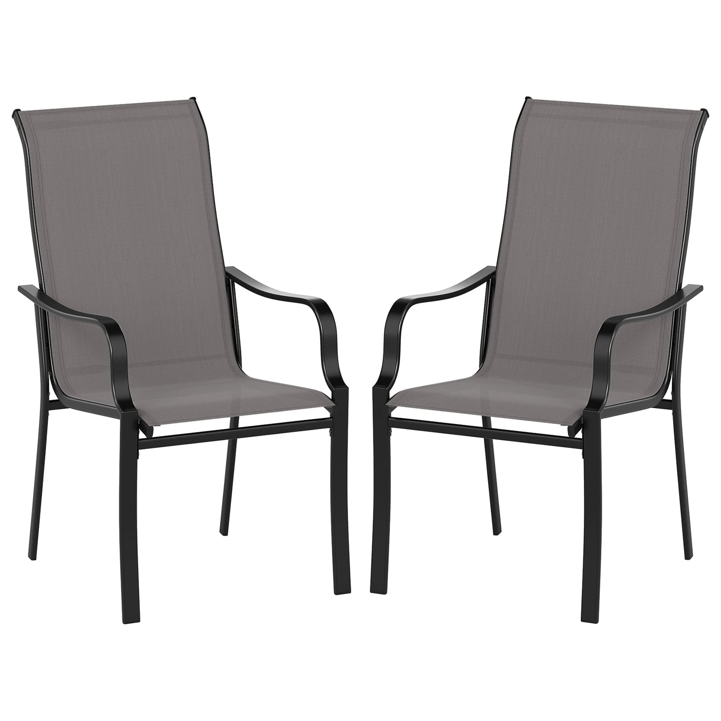 Outdoor Dining Chairs Set, High Back, 150kg Capacity, Grey