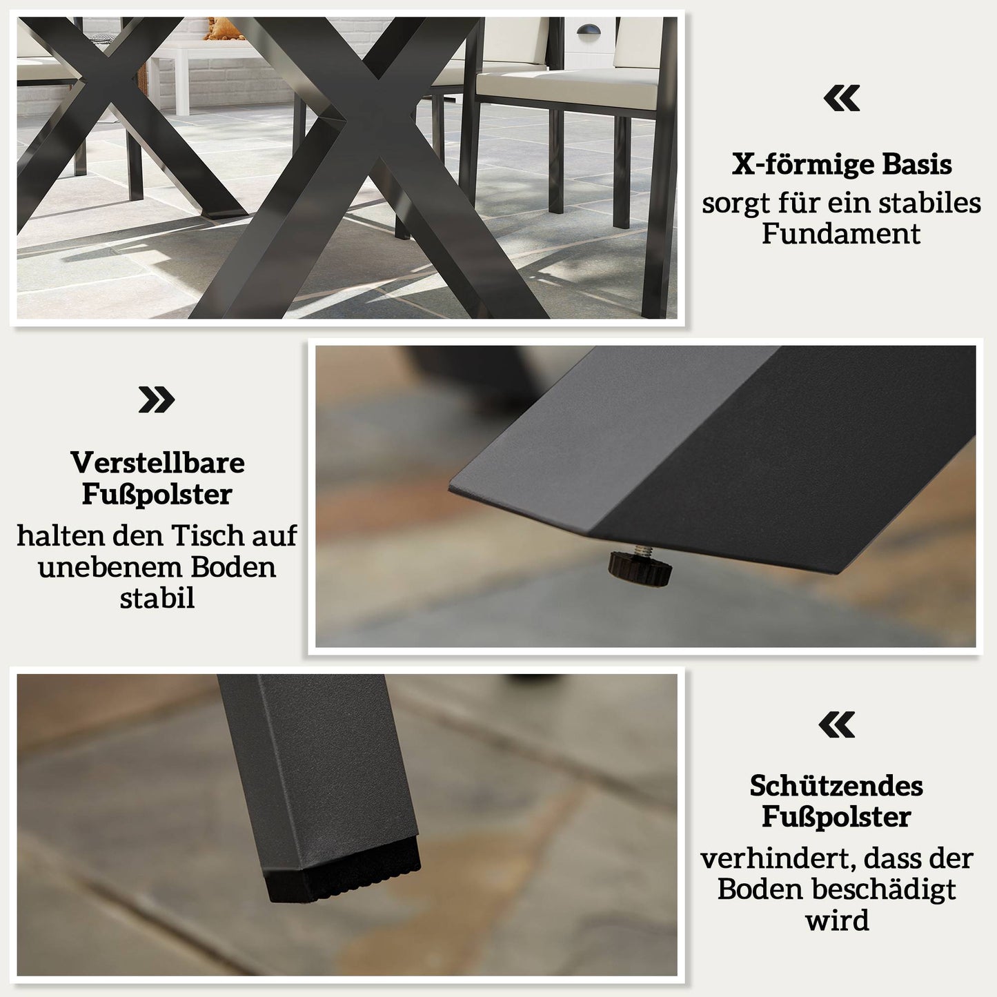 Outdoor Dining Set for 6, Weatherproof, Black/Grey