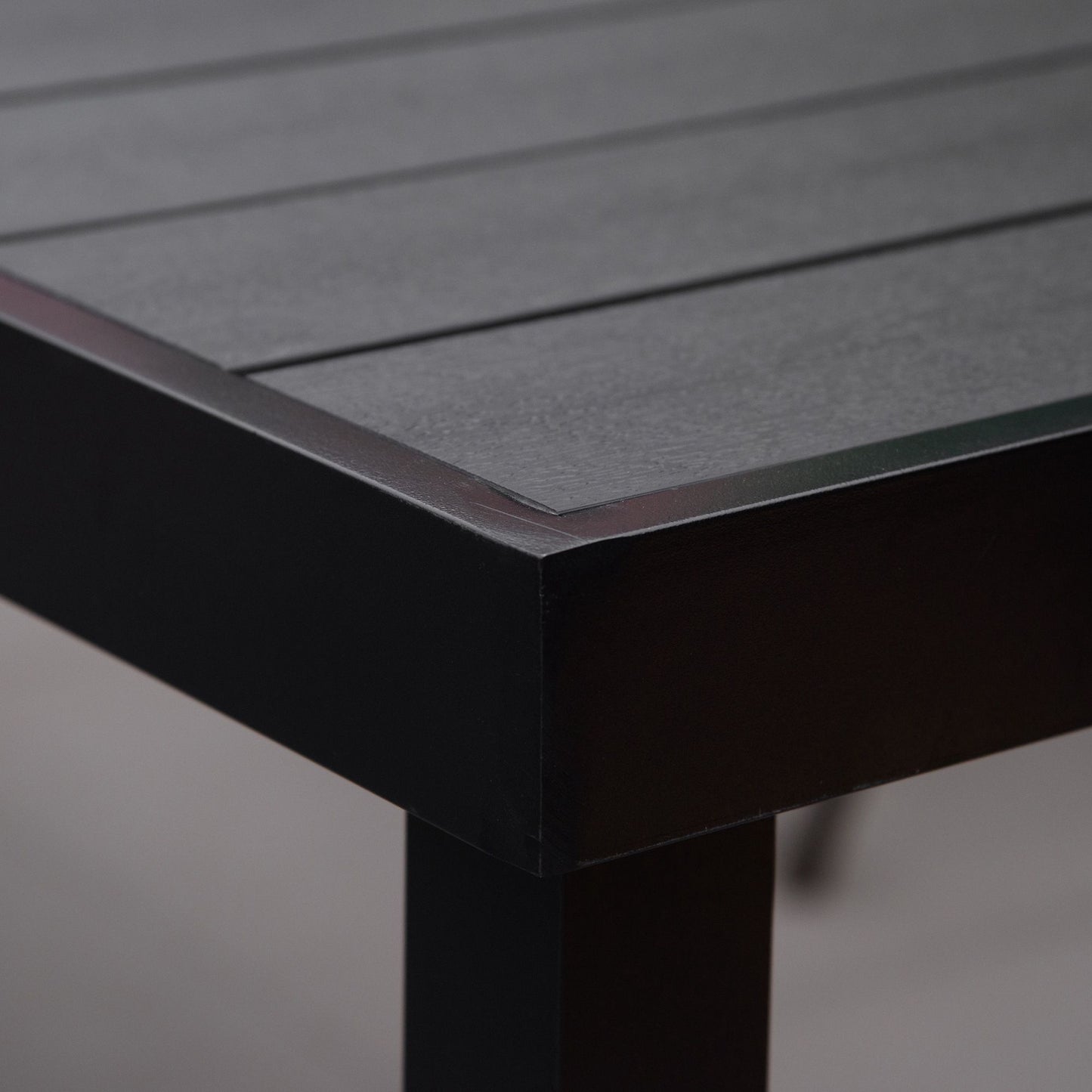 Outdoor Dining Table, Black, 190 x 90 x 74 cm, Seats 8