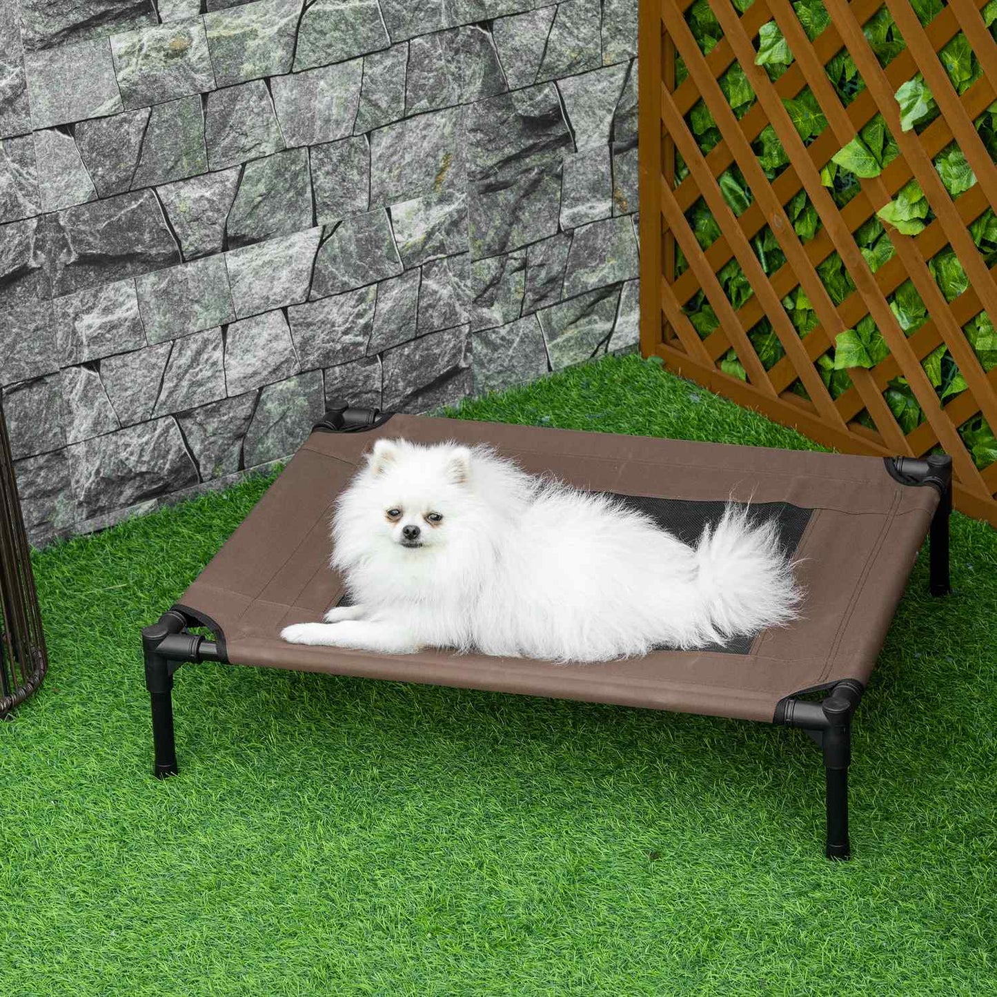 Durable outdoor dog bed, brown 76x61x18cm for pets