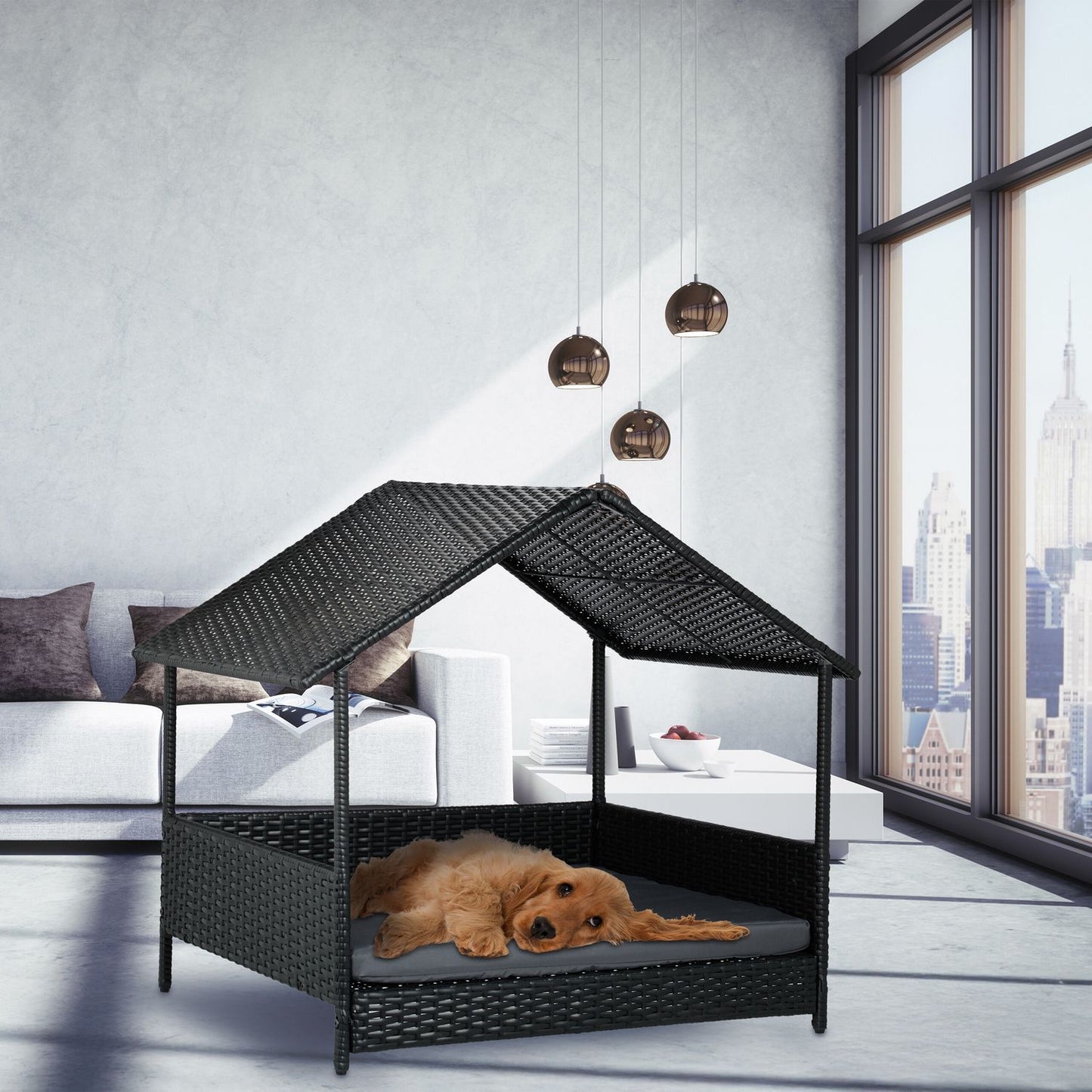 Outdoor Dog Bed with Canopy for Small & Medium Breeds