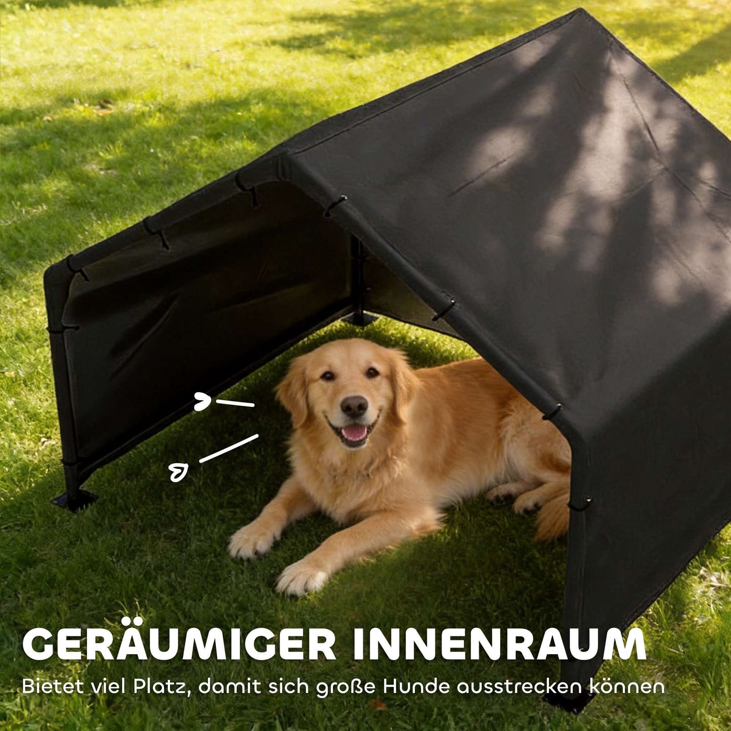 Outdoor Dog House with UV-Resistant Canopy, 125x110x93 cm