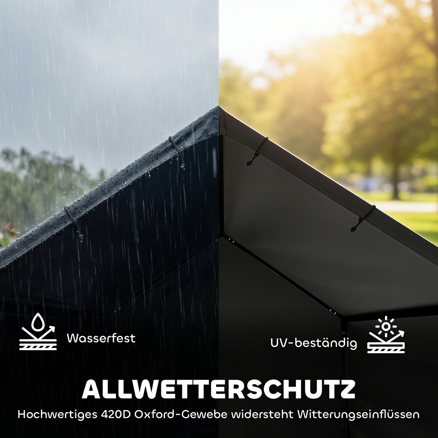 Outdoor Dog House with UV-Resistant Canopy, 125x110x93 cm