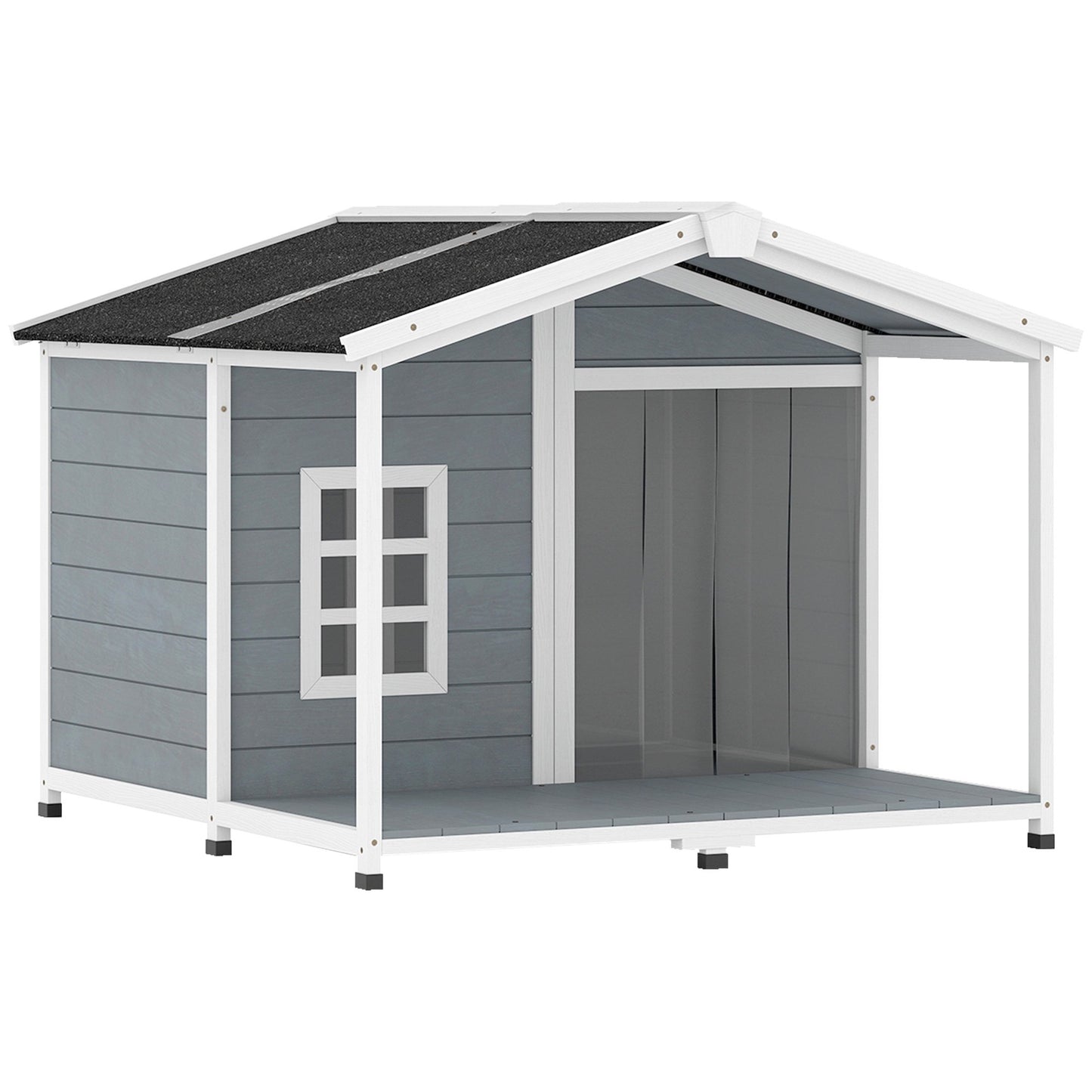 Outdoor Dog House with Veranda, Weatherproof, Easy Clean