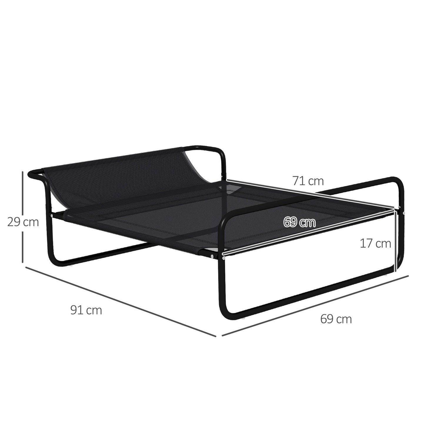 Raised outdoor dog bed with breathable mesh cover