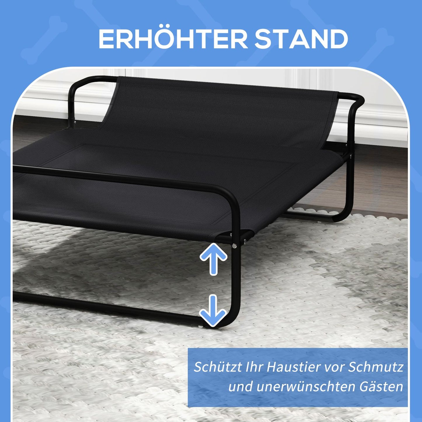 Raised outdoor dog bed with breathable mesh cover