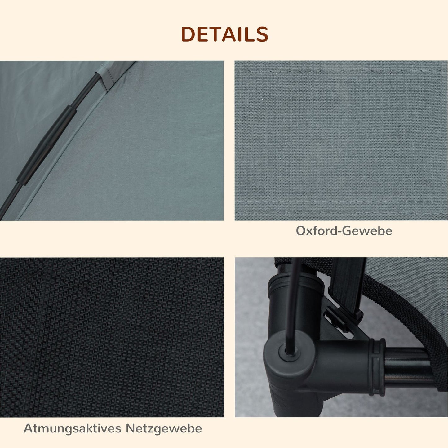 Dog bed outdoor with canopy, elevated and breathable, gray