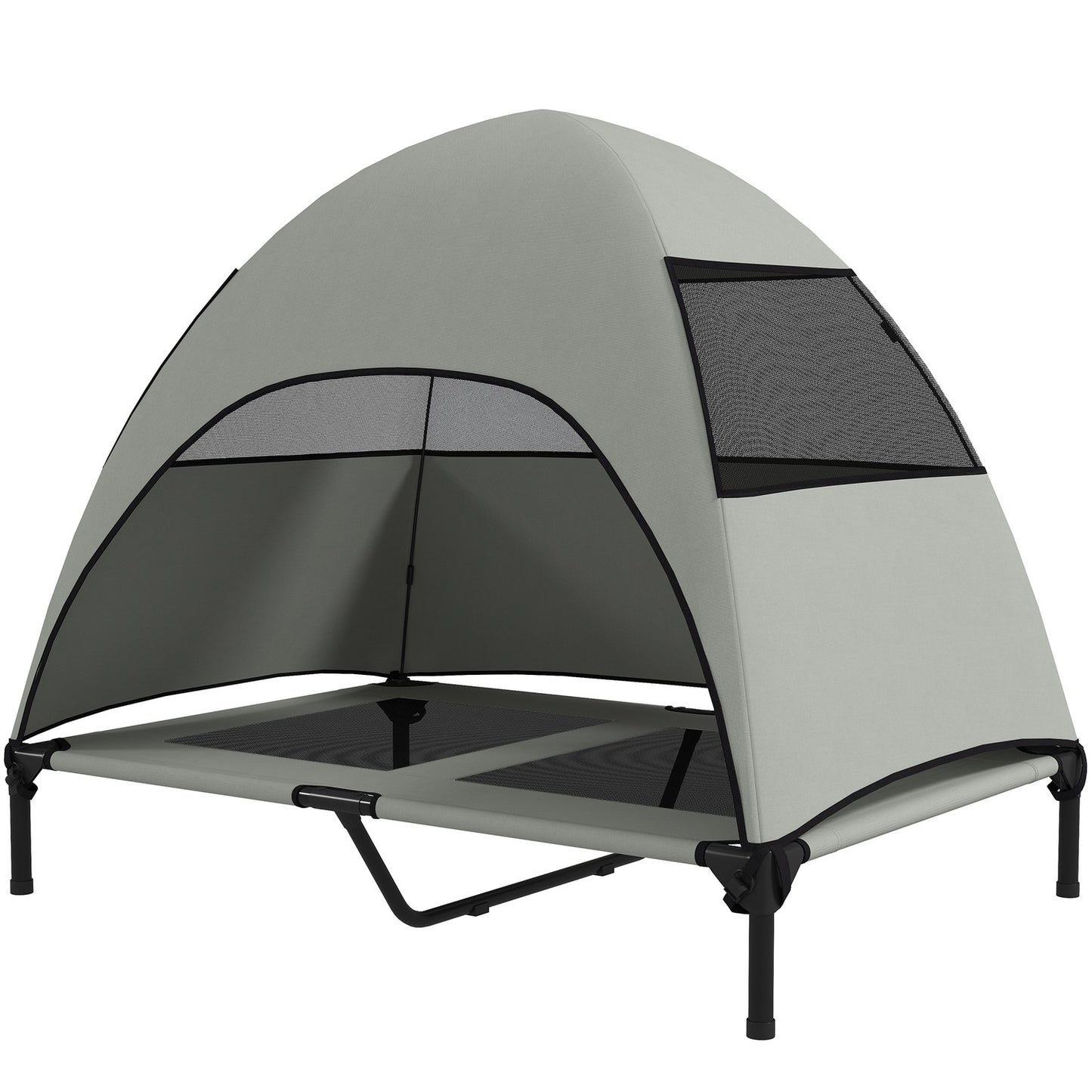 Outdoor elevated dog bed with roof, cooling net, large