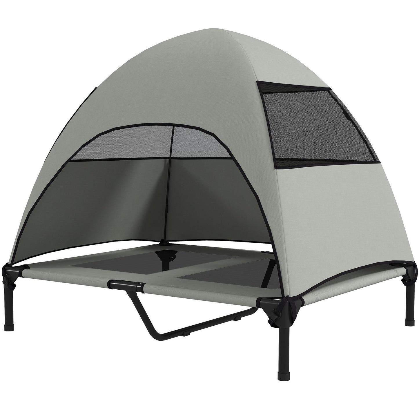 Elevated Cooling Outdoor Dog Bed with Cover - Light Grey
