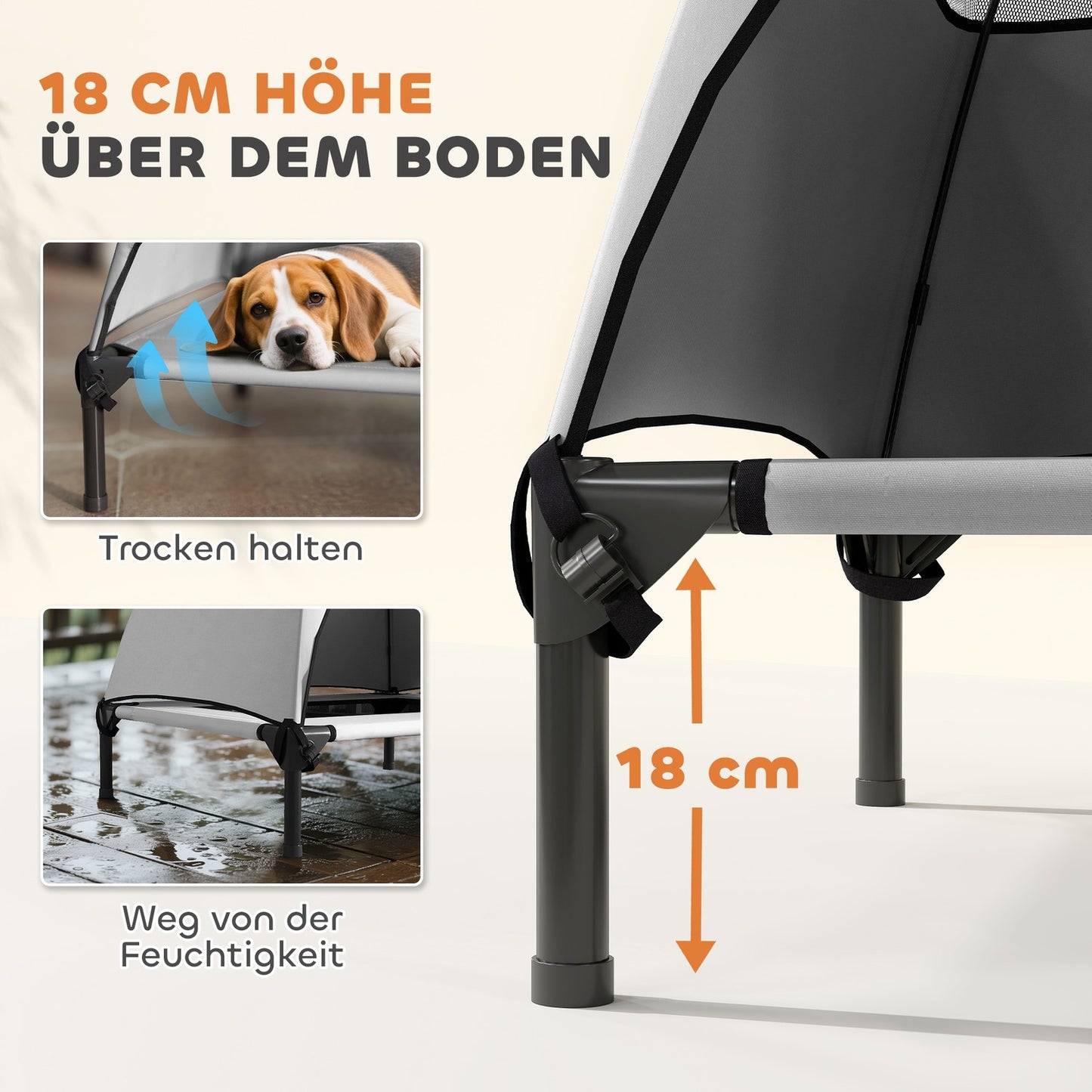 Outdoor dog seat with roof, washable net and cooling design