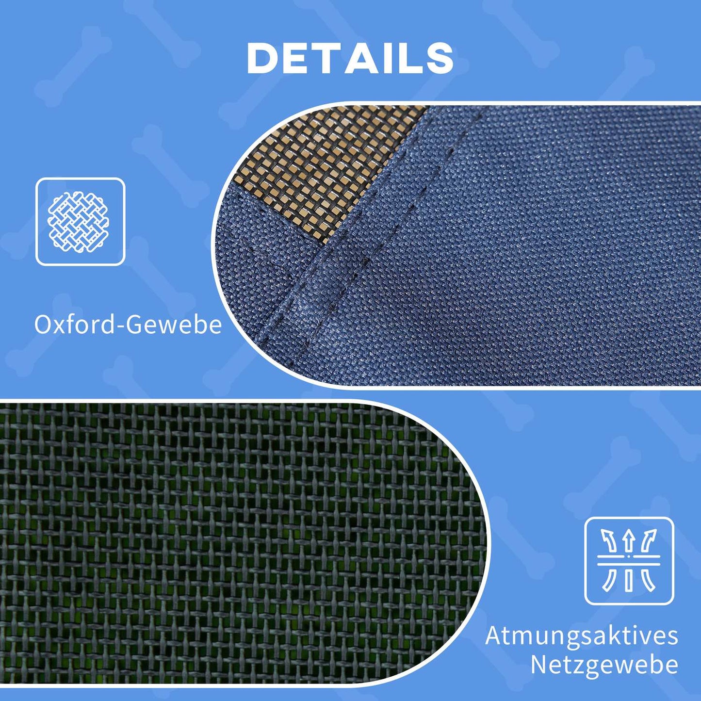Elevated outdoor dog bed, UV protection, Dark blue, 61x46x62cm