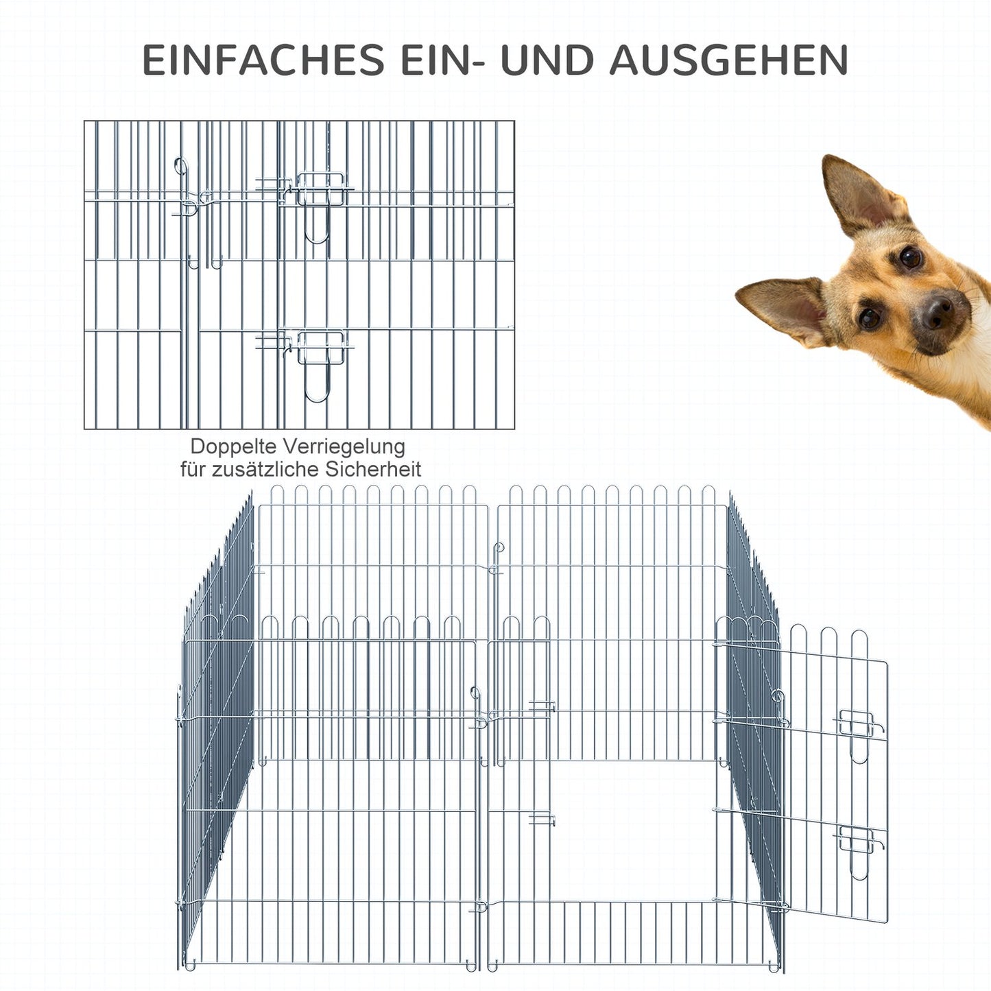 Outdoor puppy enclosure, 8-panel playpen, safe and stable