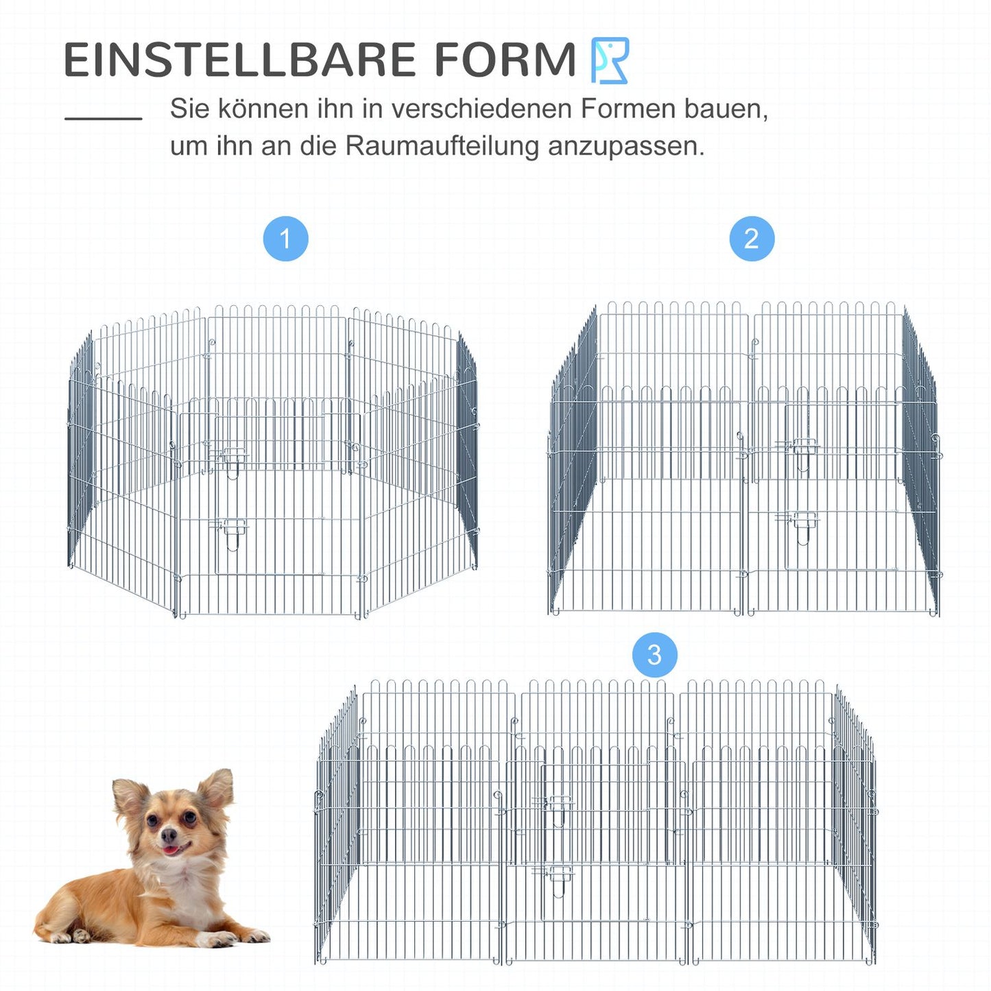 Outdoor puppy enclosure, 8-panel playpen, safe and stable