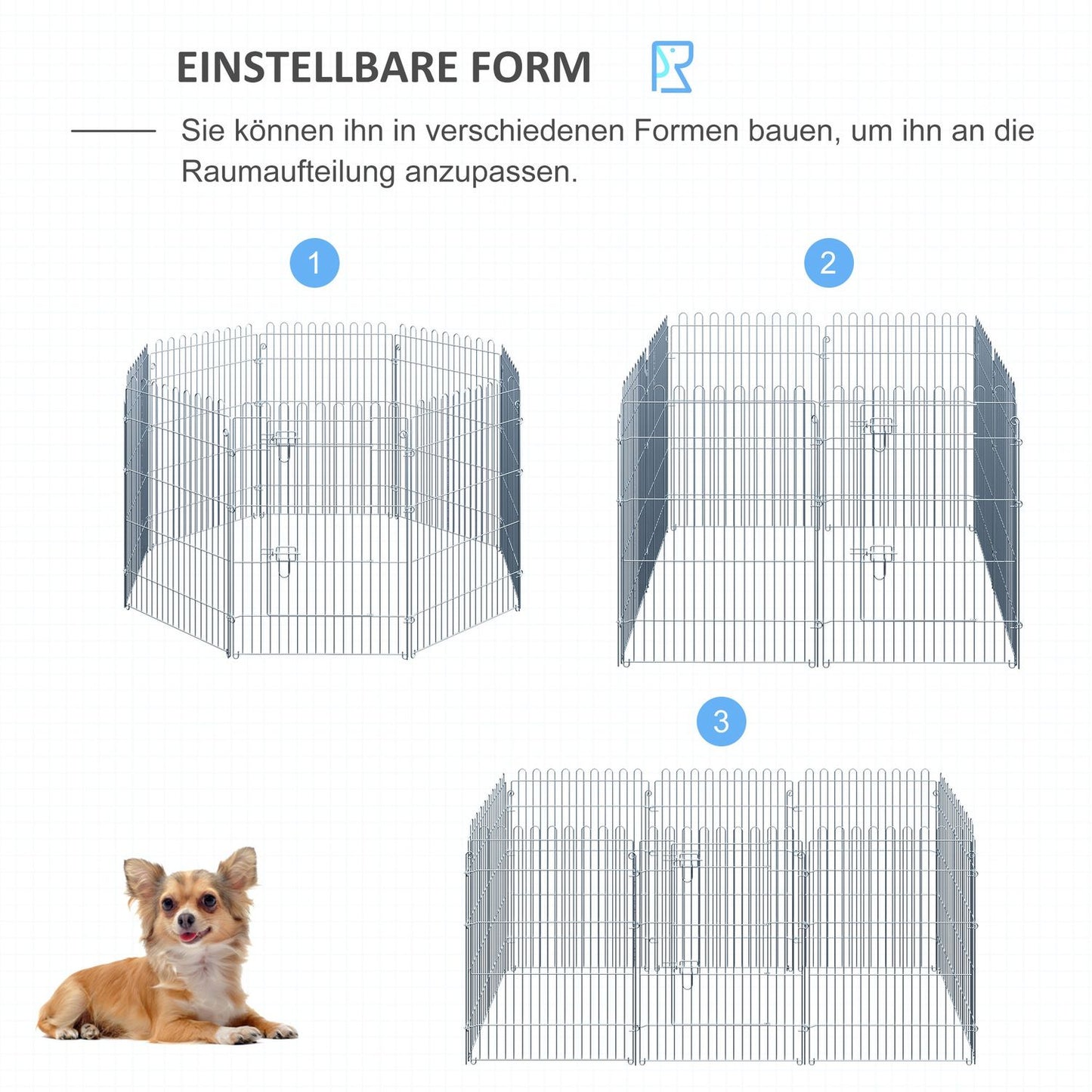 Outdoor puppy playpen, 8-panel, Safe & Stable, 63x91 cm