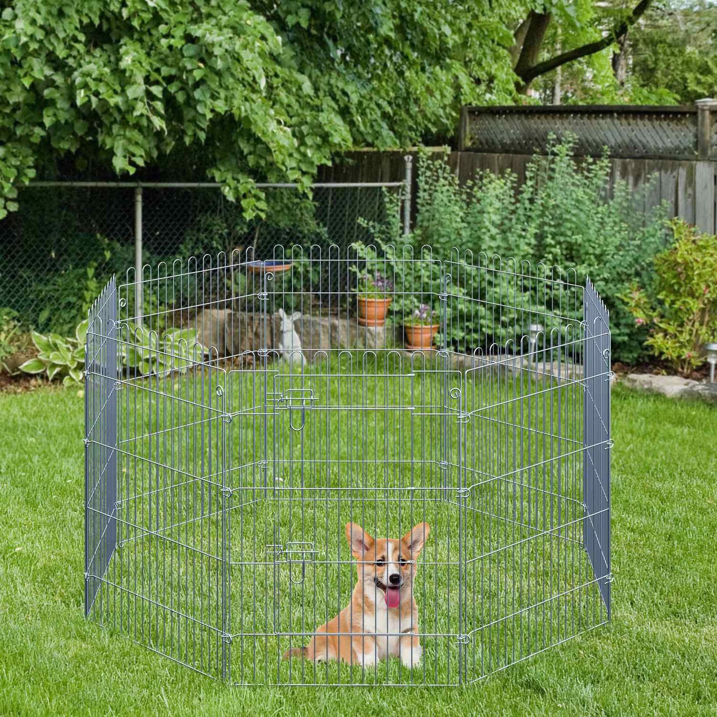 Outdoor puppy playpen, 8-panel, Safe & Stable, 63x91 cm