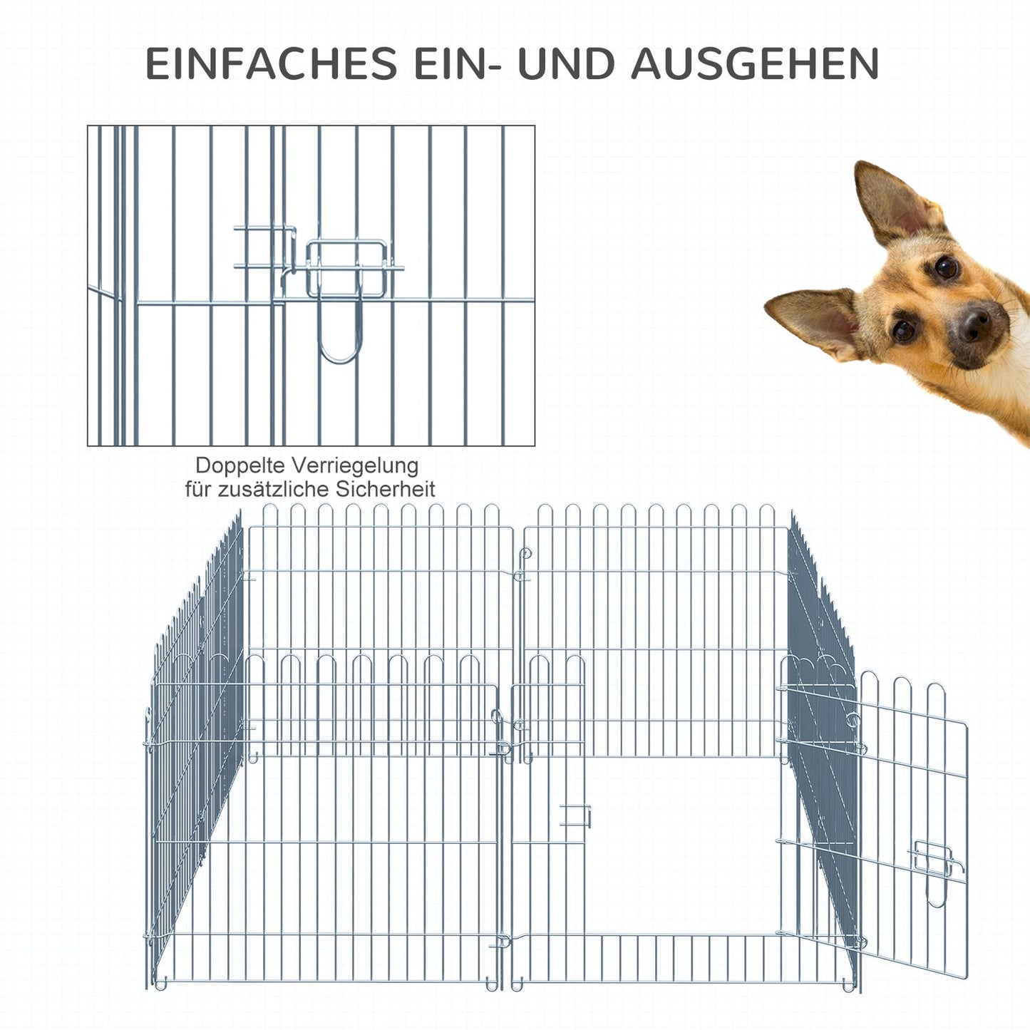 Outdoor puppy playpen fence, 8 panels, W63 x H60 cm