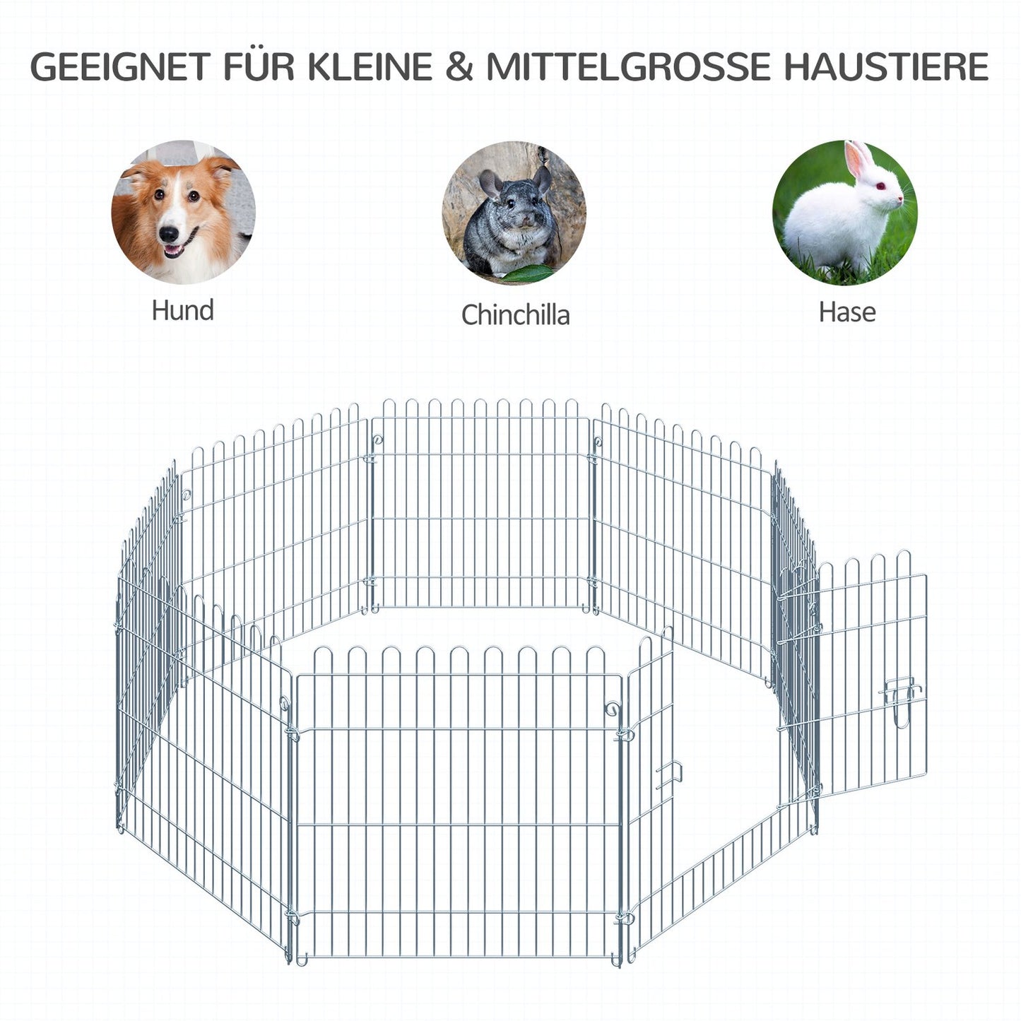 Outdoor puppy playpen fence, 8 panels, W63 x H60 cm