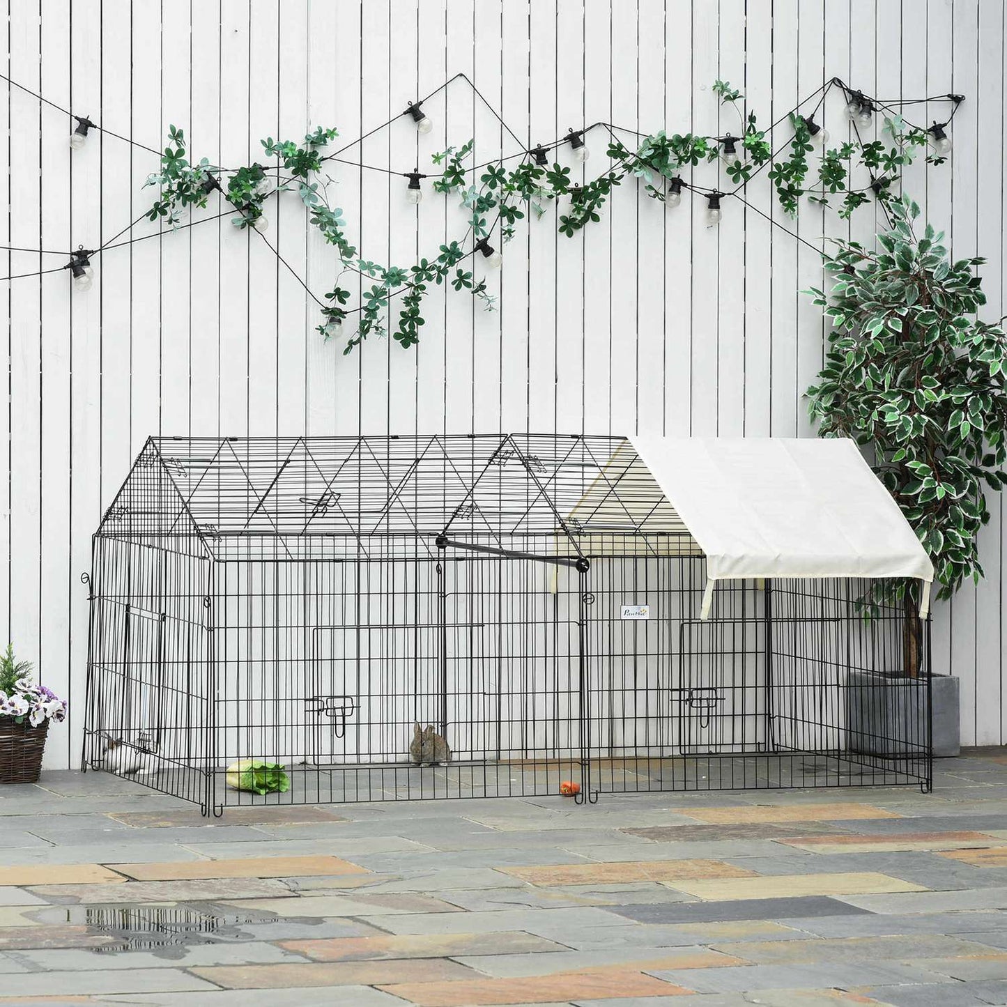 Small animal outdoor enclosure, metal, sun protection 220x103cm