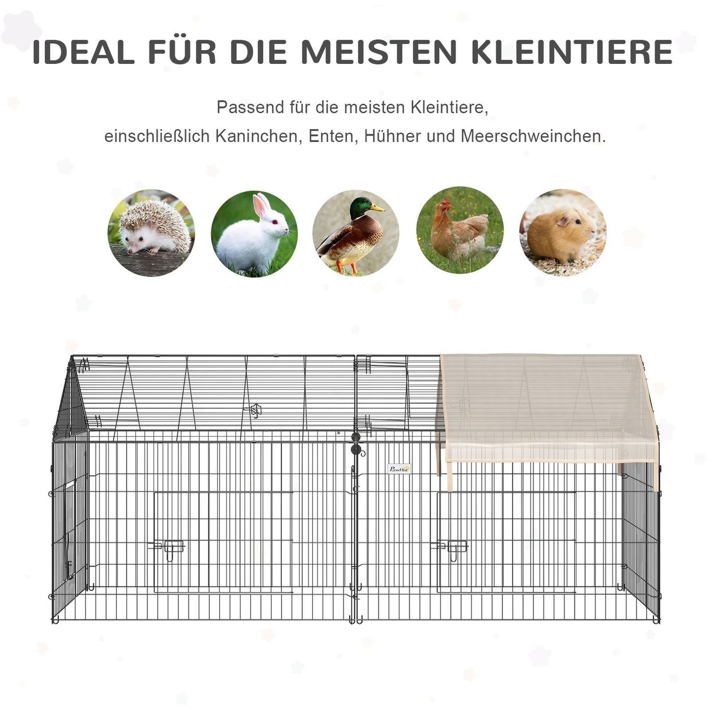 Small animal outdoor enclosure, metal, sun protection 220x103cm