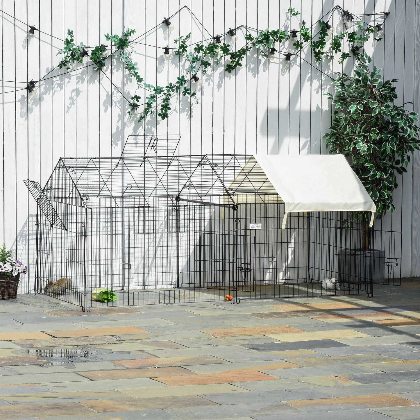Small animal outdoor enclosure, metal, sun protection 220x103cm