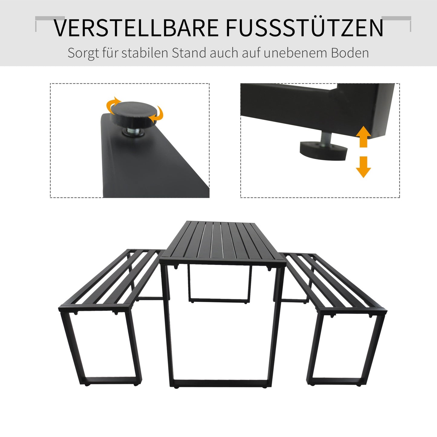 Metal outdoor seating set, 3-piece set, black finish