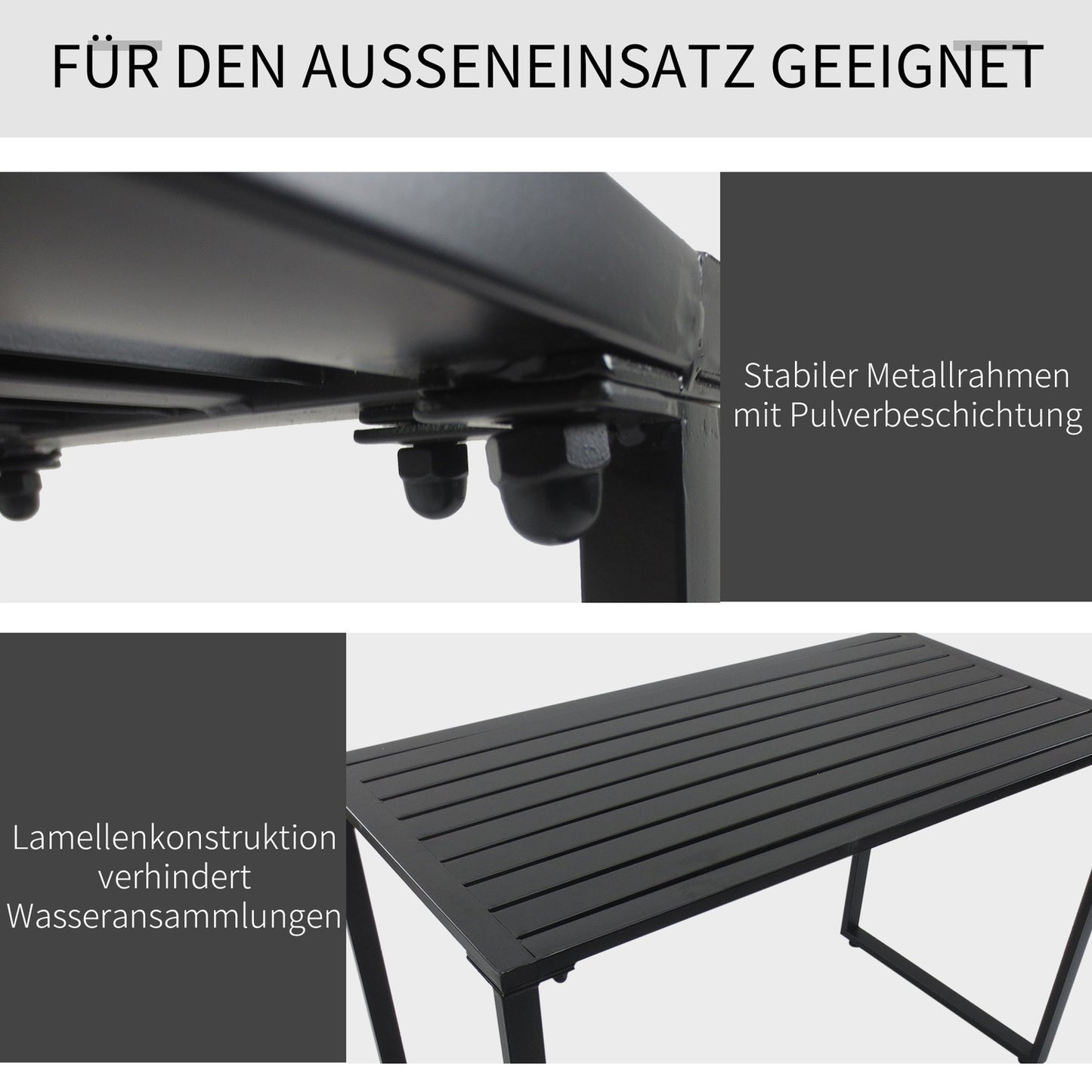 Metal outdoor seating set, 3-piece set, black finish