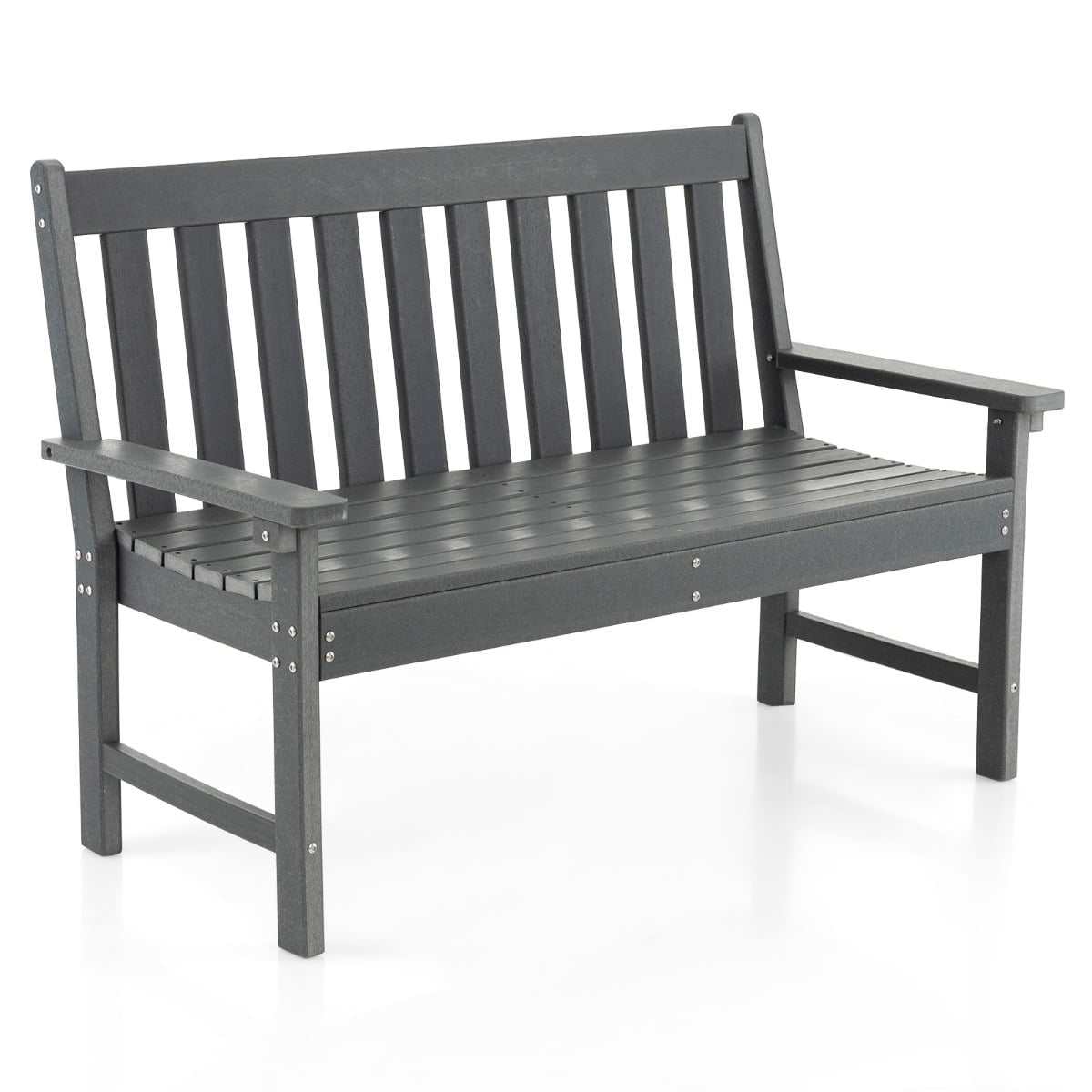 Outdoor Garden Bench, HDPE, 132 cm, Weatherproof, Gray