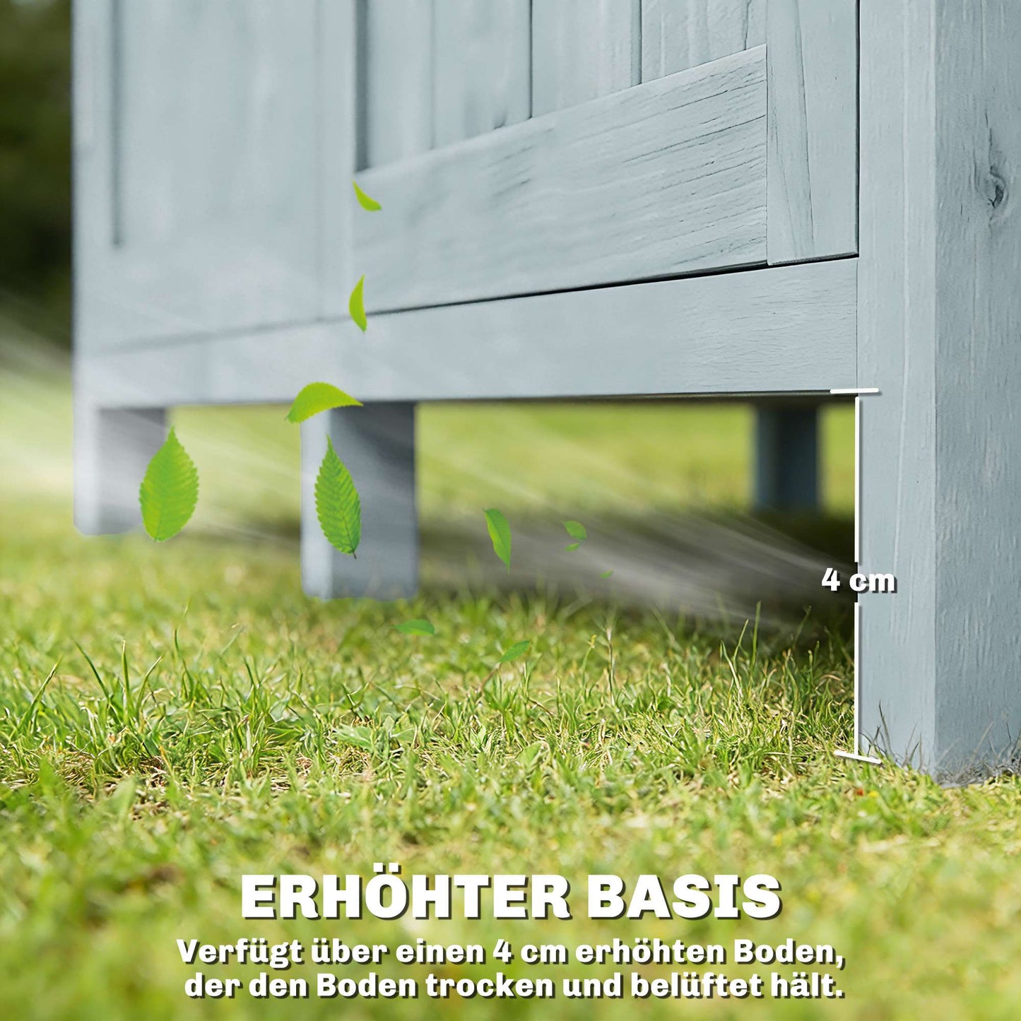Outdoor Garden Cabinet with Shelves and Hooks, Grey Wood