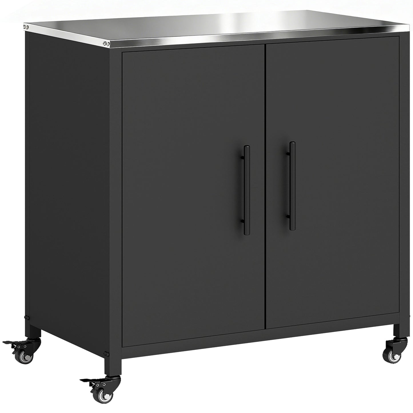 Outdoor Garden Cabinet with Stainless Steel Top, Mobile