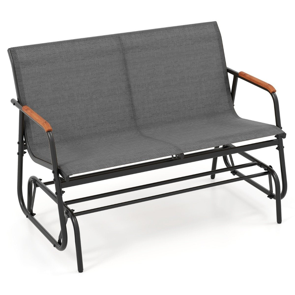 Outdoor Glider Bench for 2 with Breathable Fabric Seat