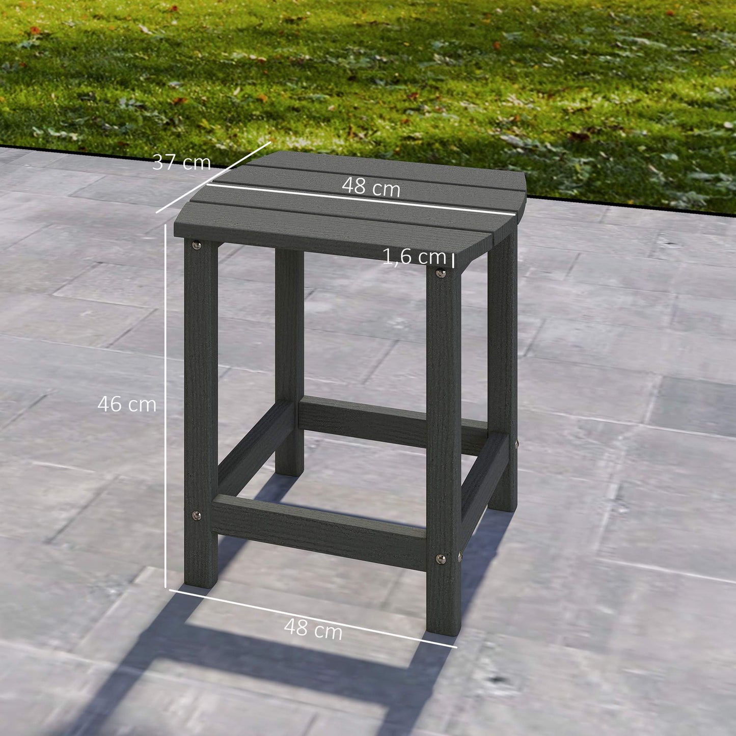 Outdoor HDPE Side Table, Weatherproof, 48x37x46 cm, Gray