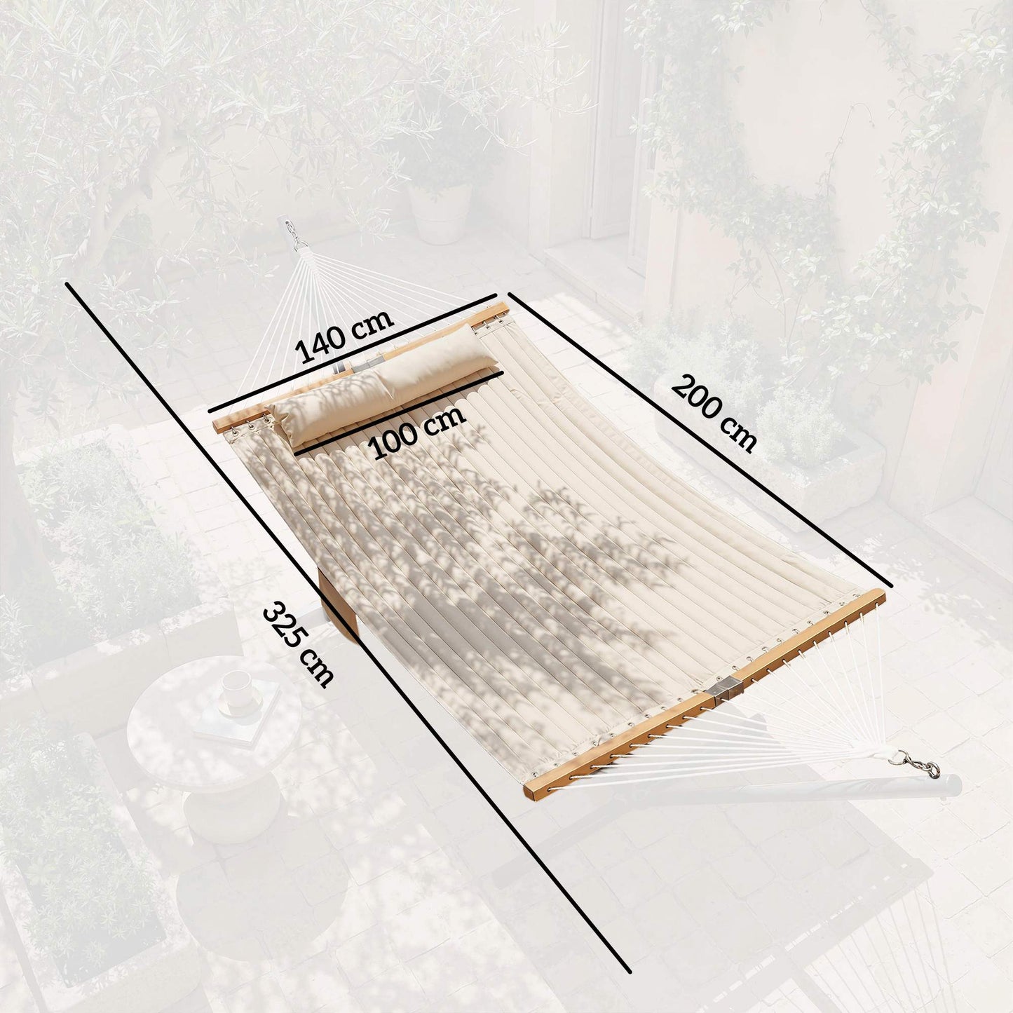 Outdoor Hammock 200x140cm, Double Layer with Pillow & Pocket