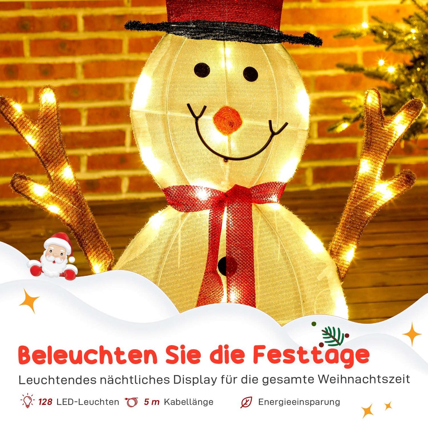Outdoor LED Snowman Family Decoration, Waterproof, Steel
