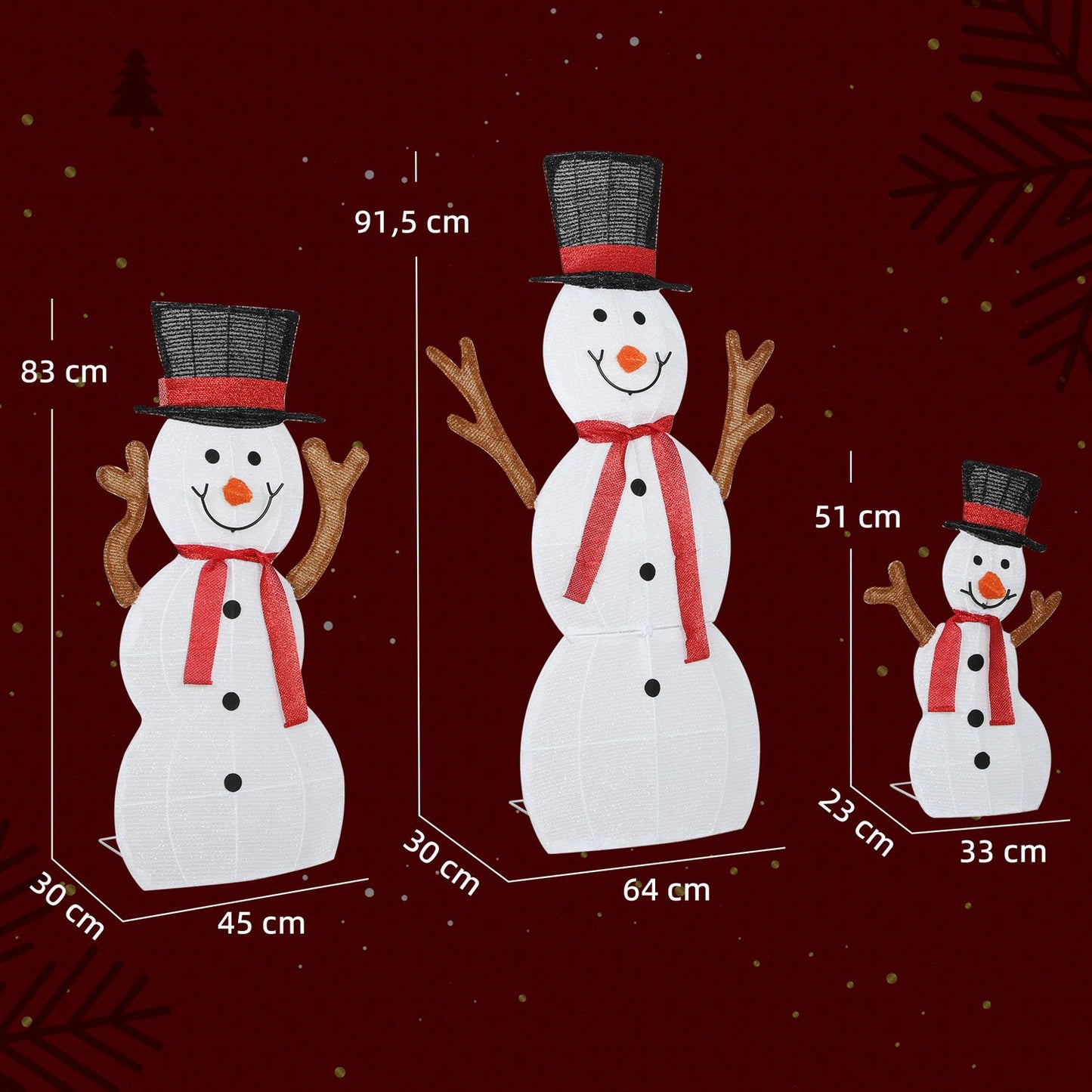Outdoor LED Snowman Family Decoration, Waterproof, Steel