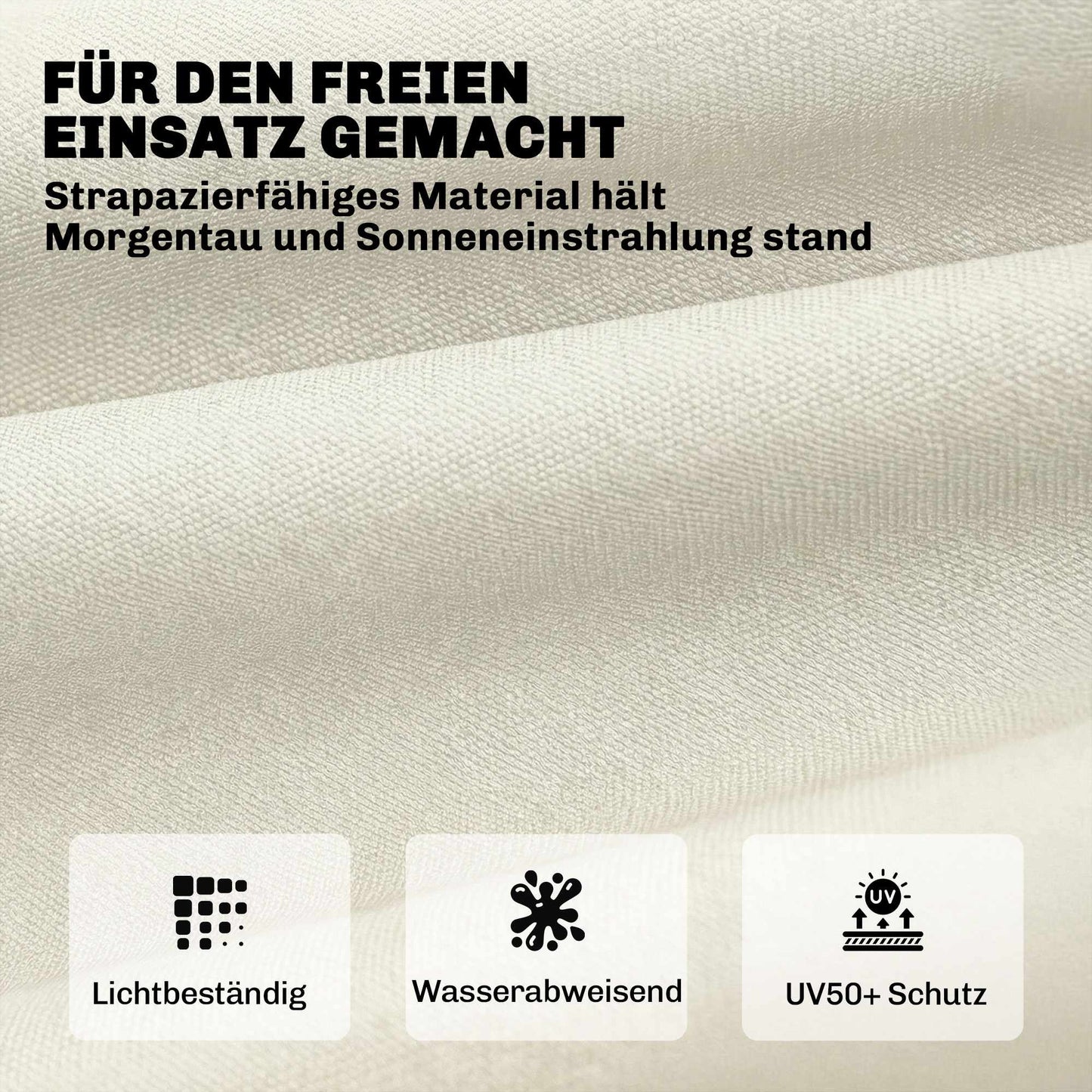 Outdoor Lounger Cushion, 198x65x13cm, Beige, UV50+ Water-Resistant