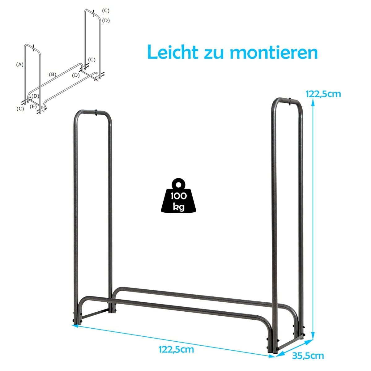 Outdoor Metal Firewood Rack with Waterproof Cover