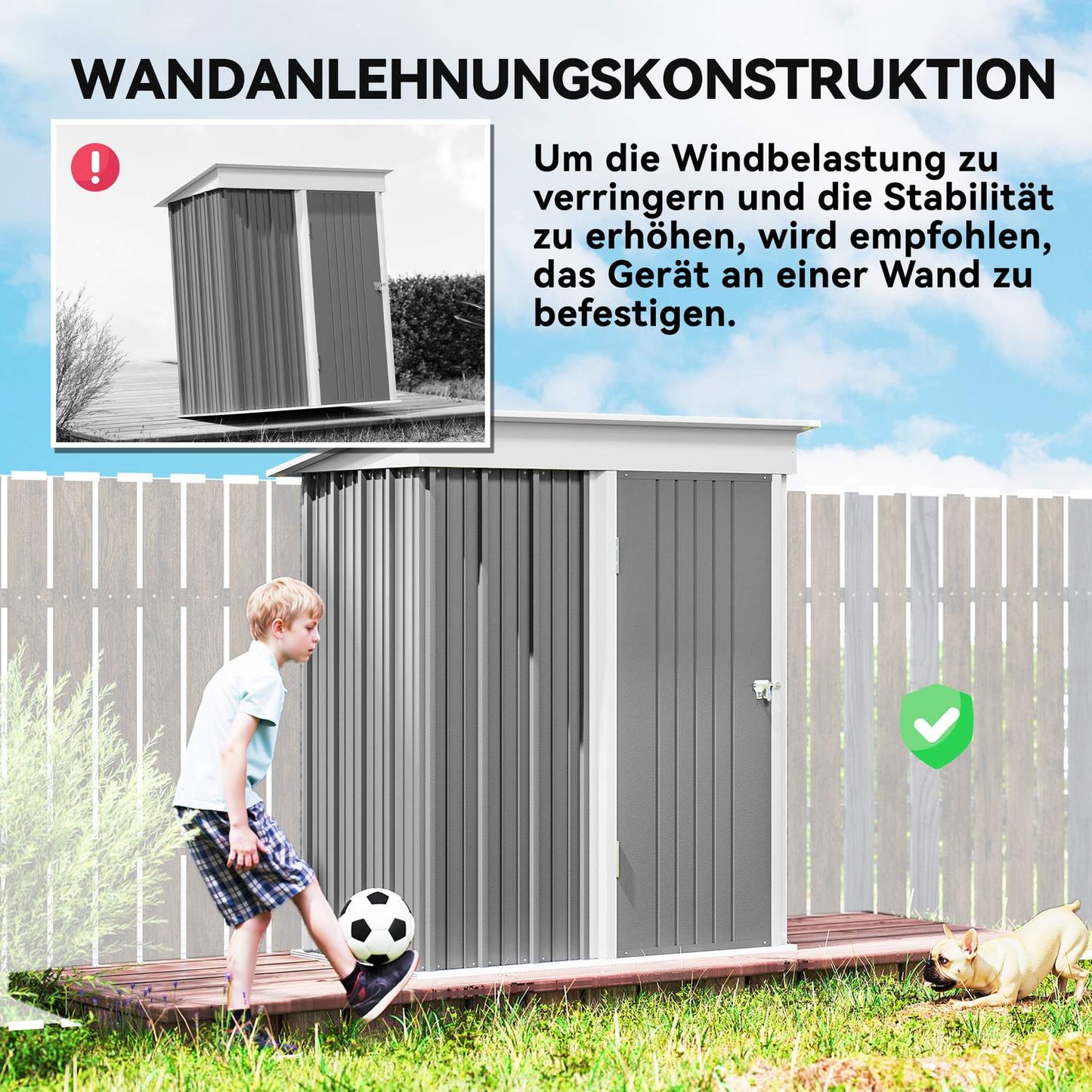 Outdoor Metal Garden Shed, Adjustable Shelves, Lockable Door
