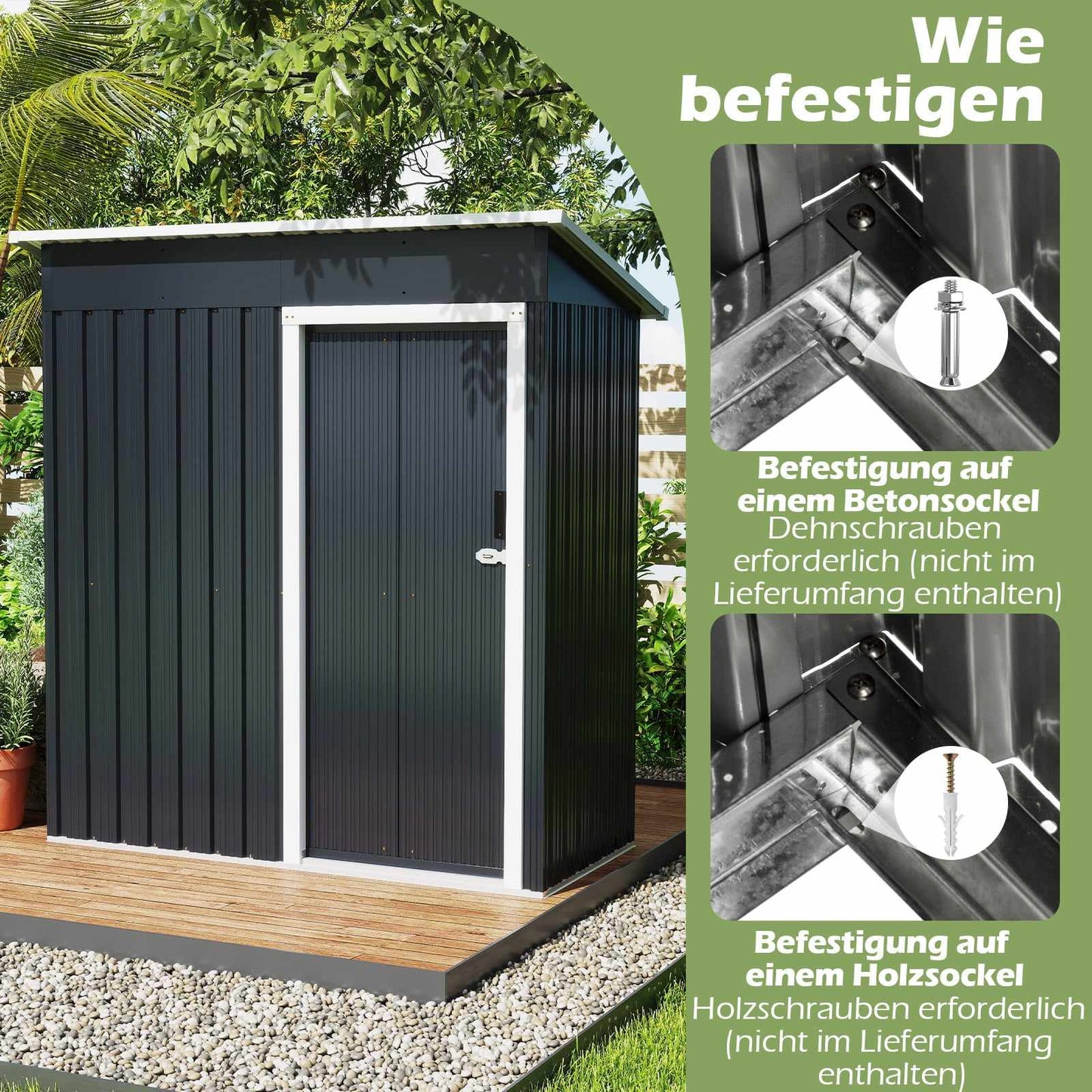 Outdoor Metal Storage Shed, 163 x 86 cm, Lockable Door