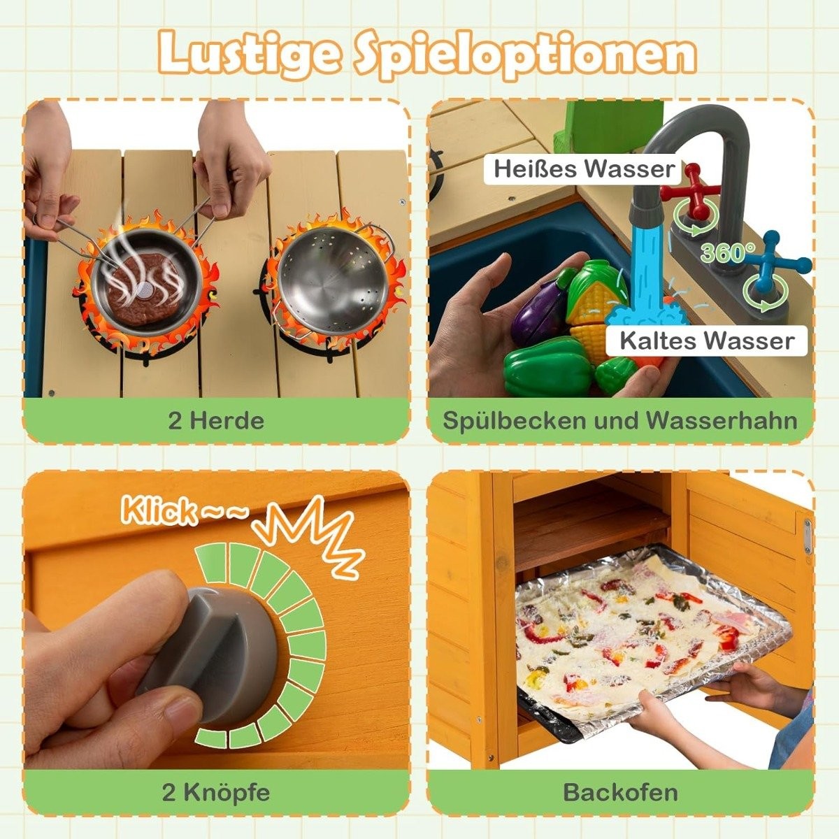 Outdoor Mud Kitchen for Kids with Stove & Faucet