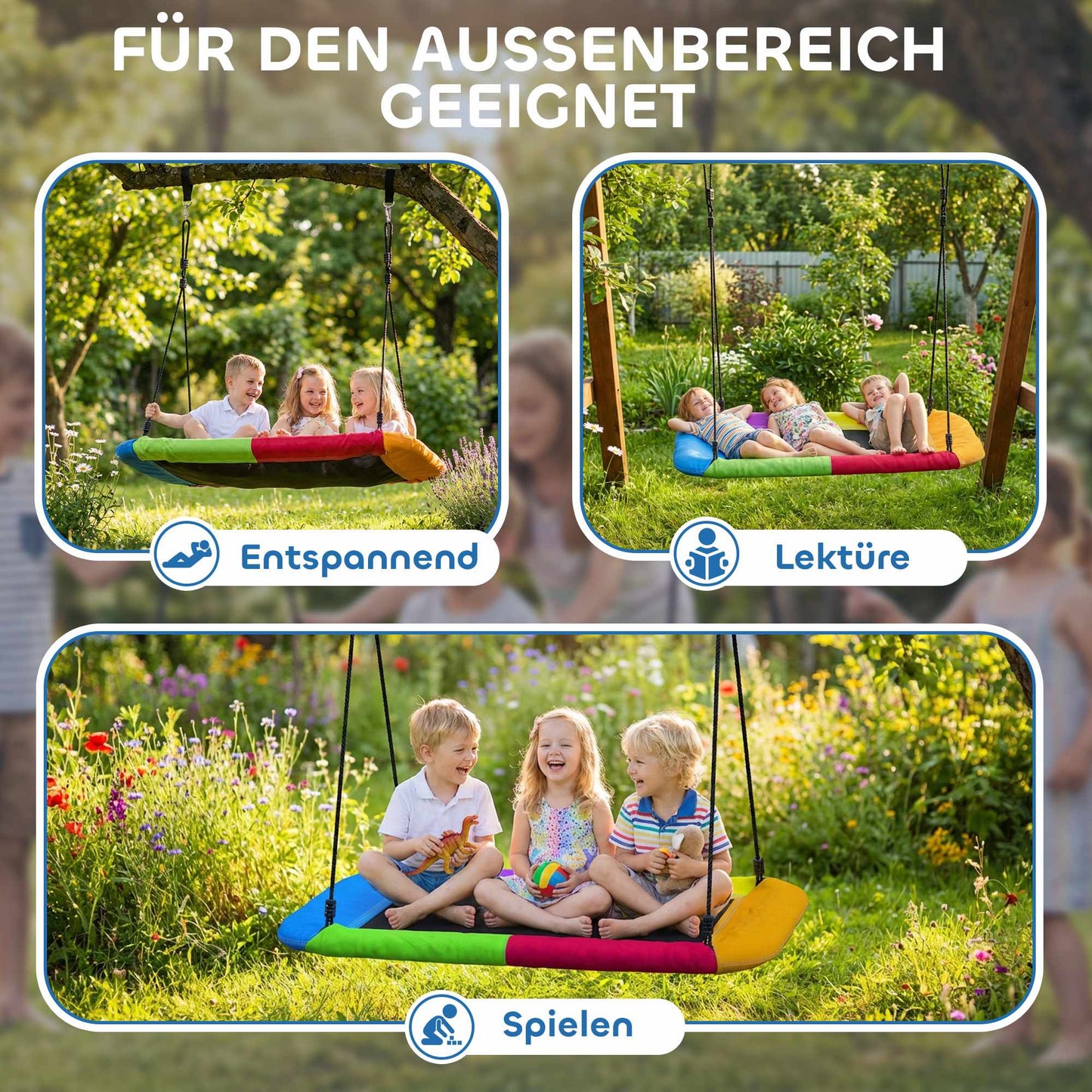 Outdoor Nest Swing for Kids, 148x77 cm, 300 kg Capacity