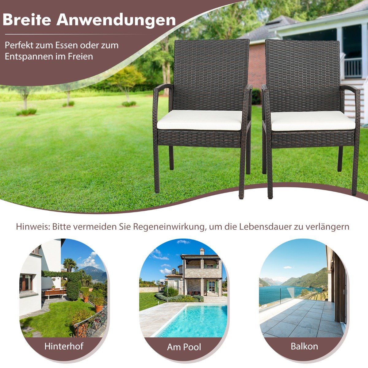 Outdoor PE rattan chairs with soft zipper cushions rattan chair for garden