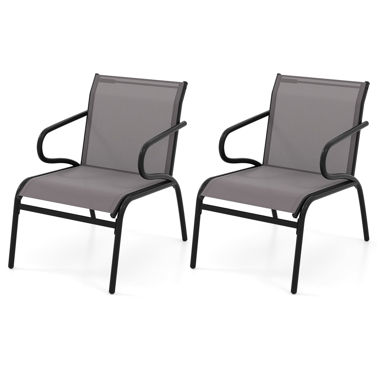 Outdoor Patio Chairs Set of 2, Breathable Fabric, 150kg Capacity