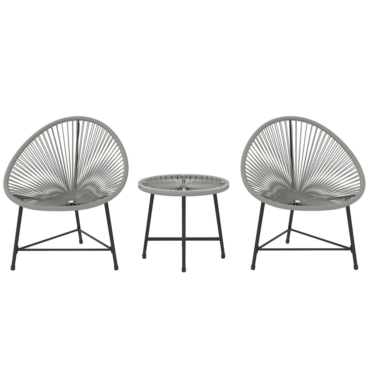 Outdoor Patio Set – 2 Rattan Chairs, Glass Table, Steel Frame