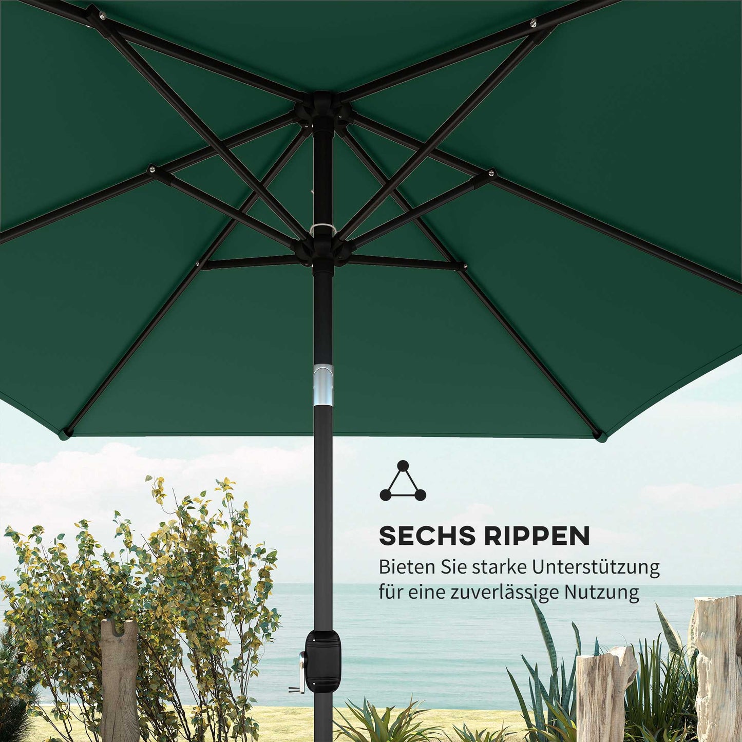 Outdoor Patio Umbrella, Adjustable Tilt, 300x200 cm